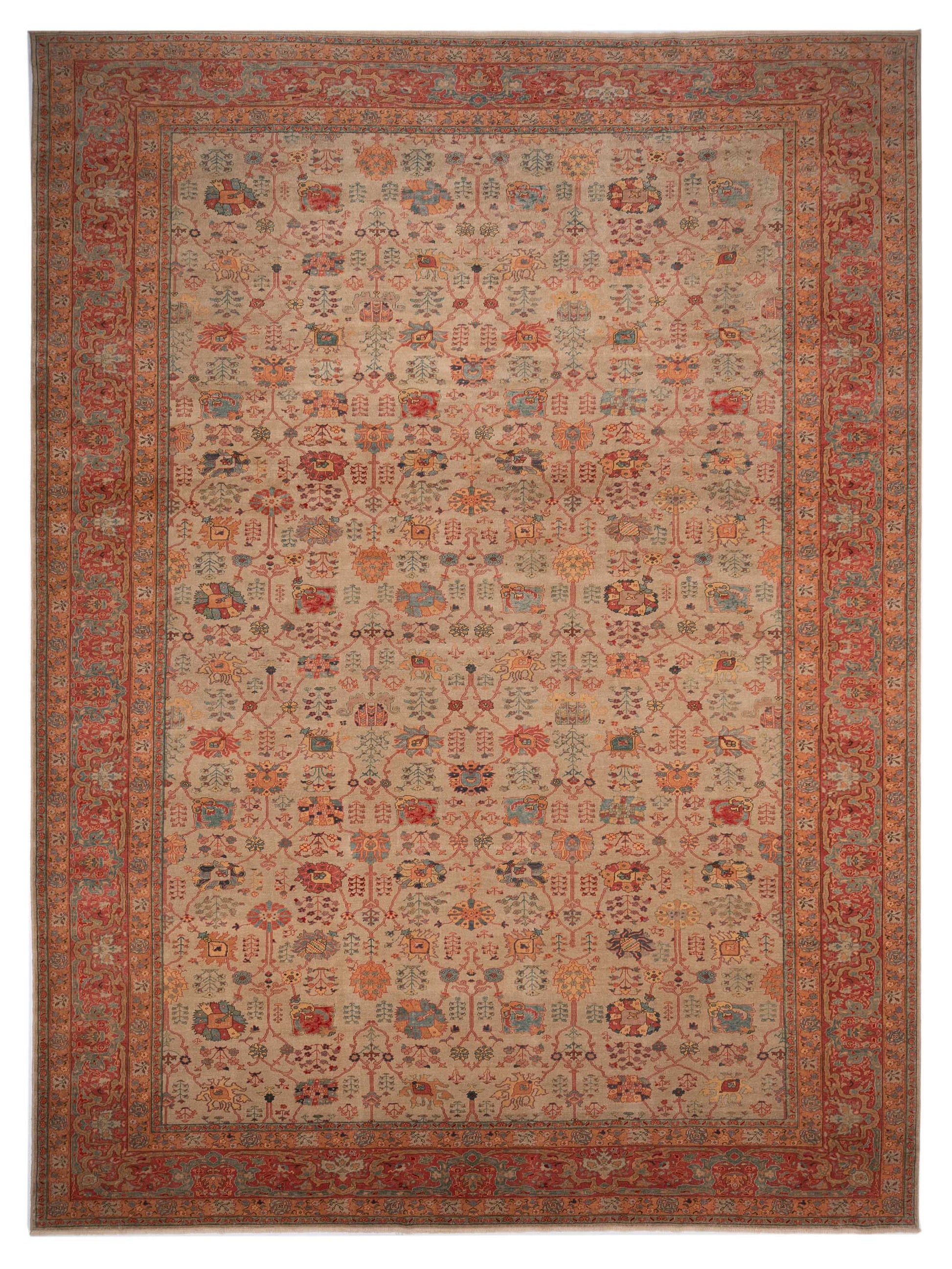 Pasha Antique Loom 108025 Beige Traditional Hand Knotted Rug