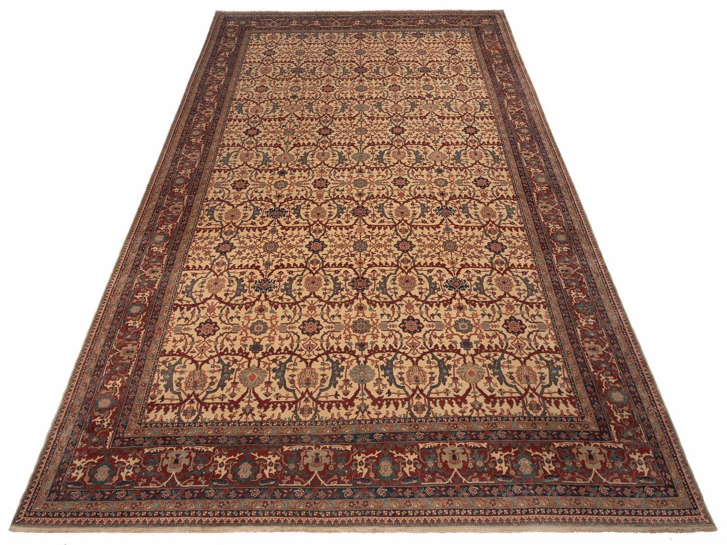 Pasha Antique Loom 108028 Ivory Red Traditional Hand Knotted Rug