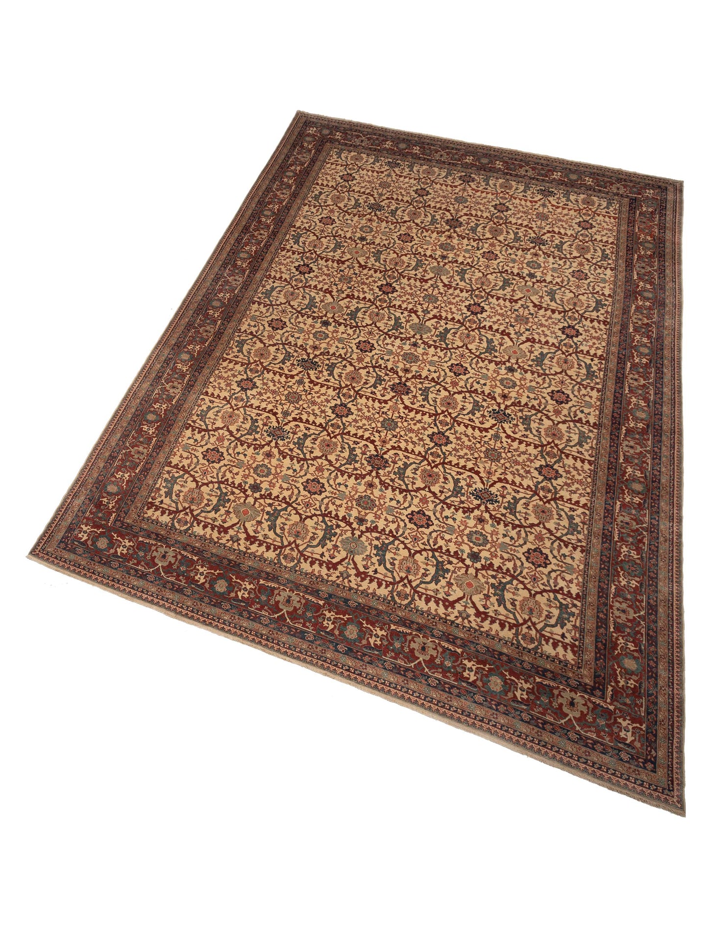 Pasha Antique Loom 108028 Ivory Red Traditional Hand Knotted Rug