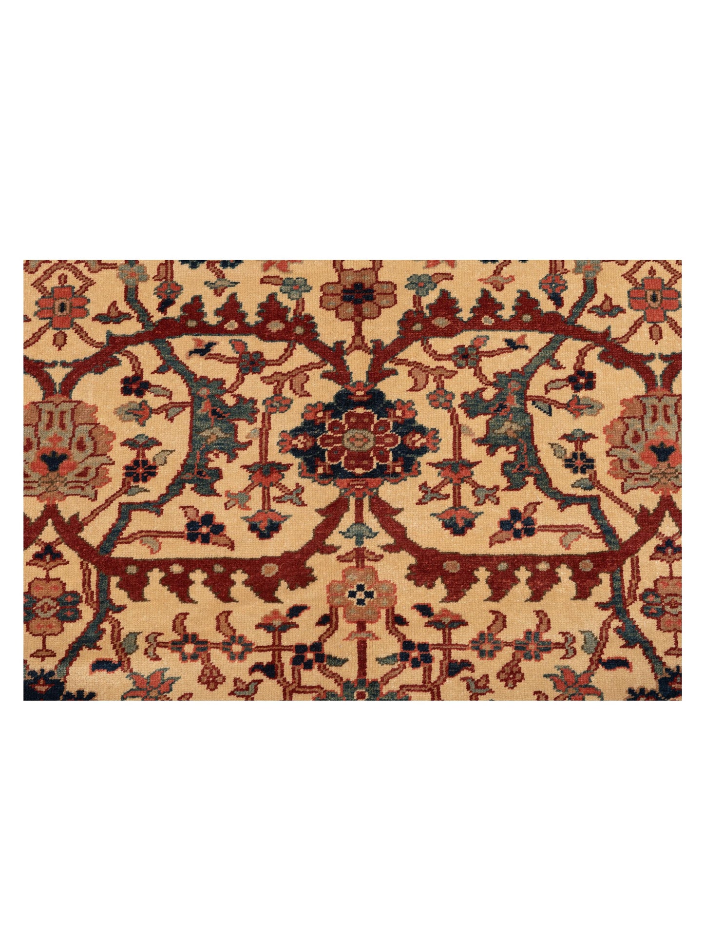 Pasha Antique Loom 108028 Ivory Red Traditional Hand Knotted Rug