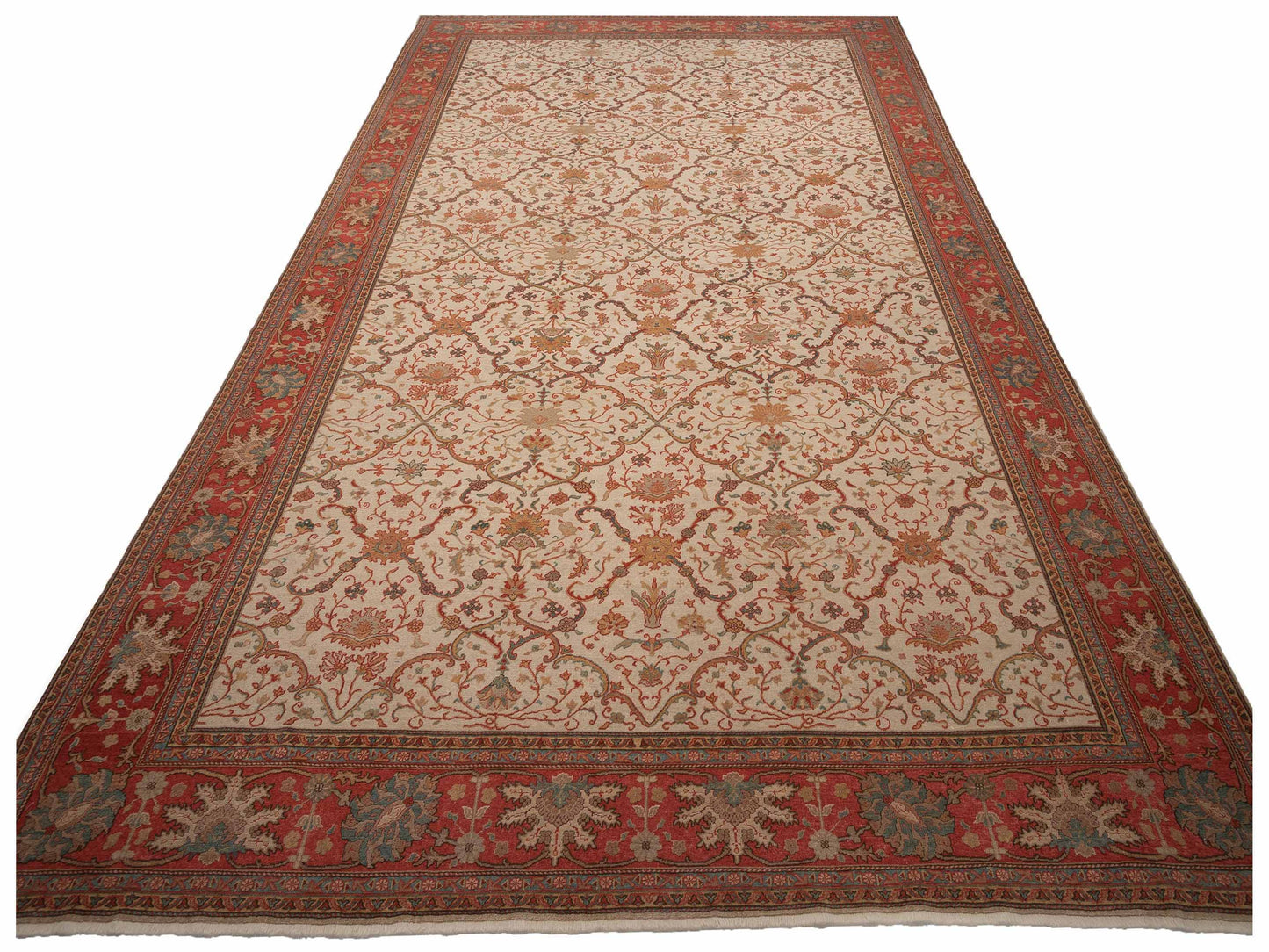 Pasha Antique Loom 108036 Ivory Rust Transitional Hand Knotted Rug