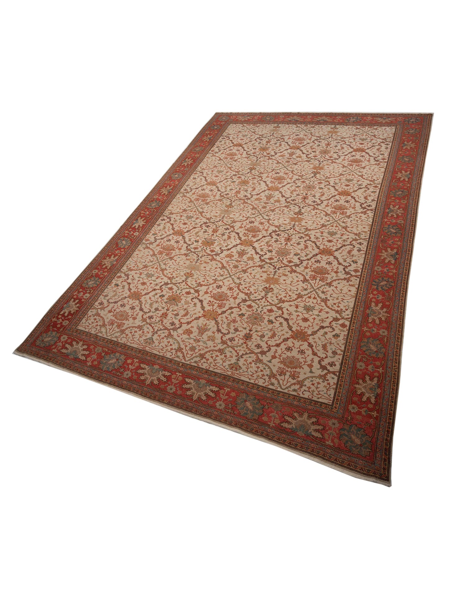 Pasha Antique Loom 108036 Ivory Rust Transitional Hand Knotted Rug