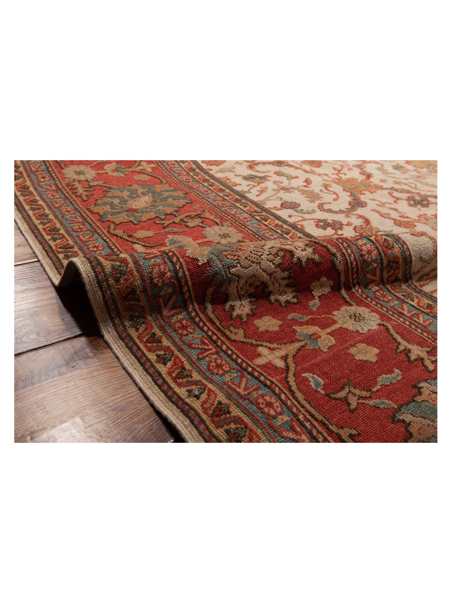 Pasha Antique Loom 108036 Ivory Rust Transitional Hand Knotted Rug