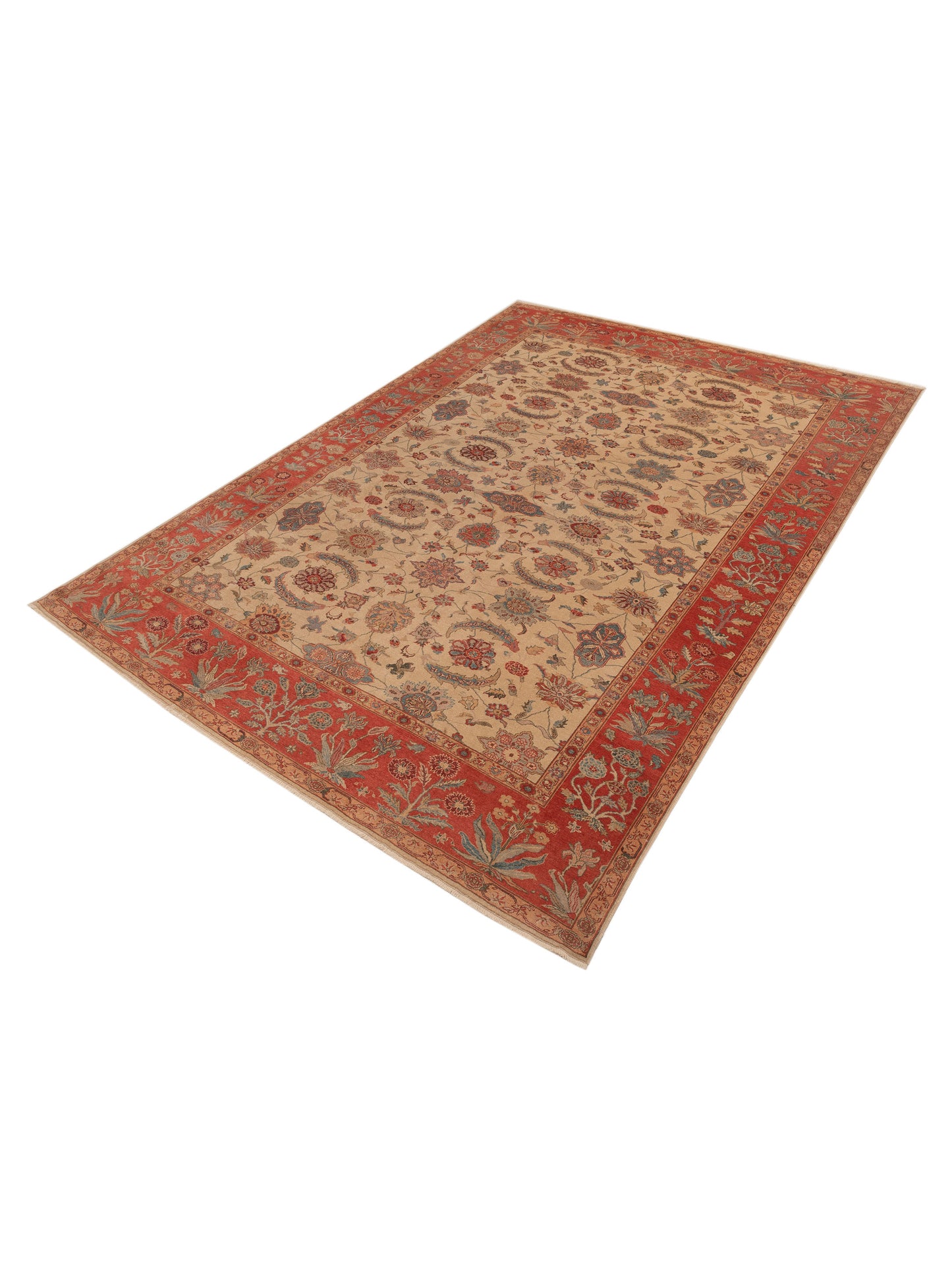 Pasha Antique Loom 108038 Ivory Rust Traditional Hand Knotted Rug