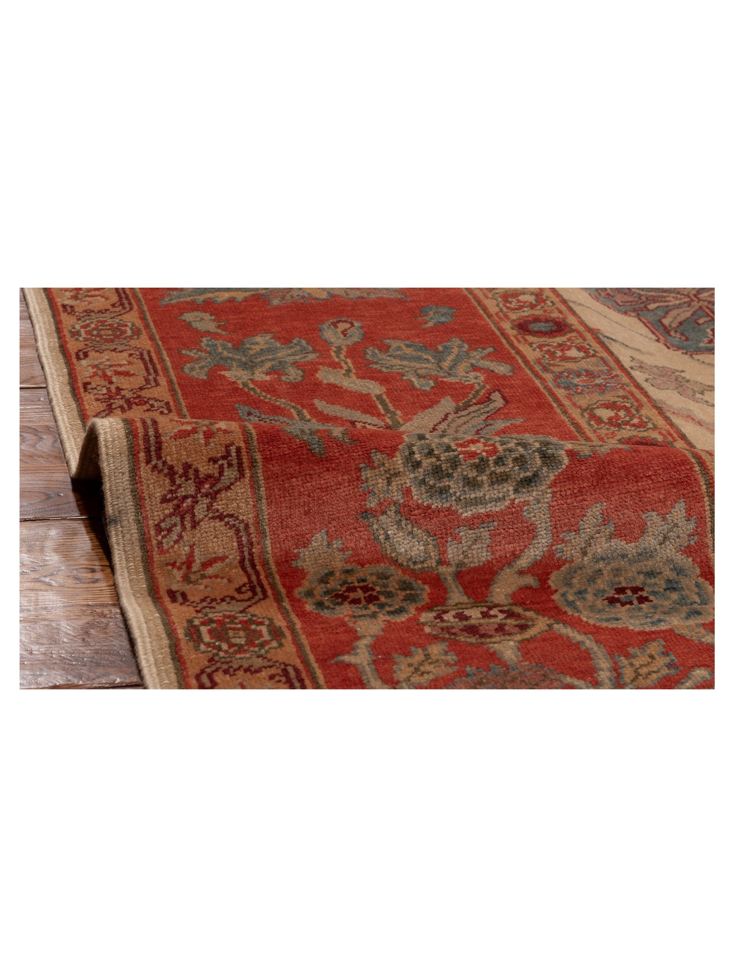 Pasha Antique Loom 108038 Ivory Rust Traditional Hand Knotted Rug