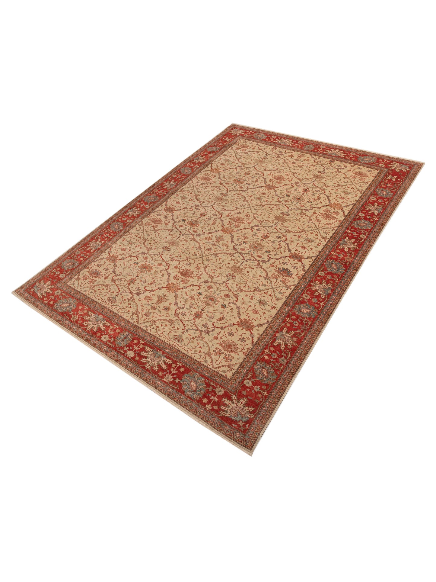 Pasha Antique Loom 108044 Ivory Rust Traditional Hand Knotted Rug