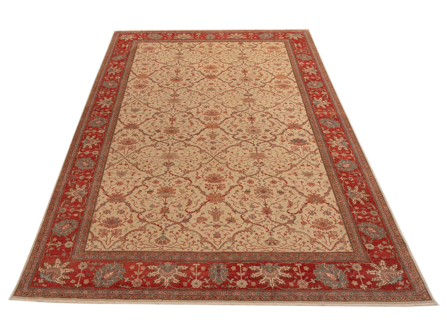 Pasha Antique Loom 108044 Ivory Rust Traditional Hand Knotted Rug