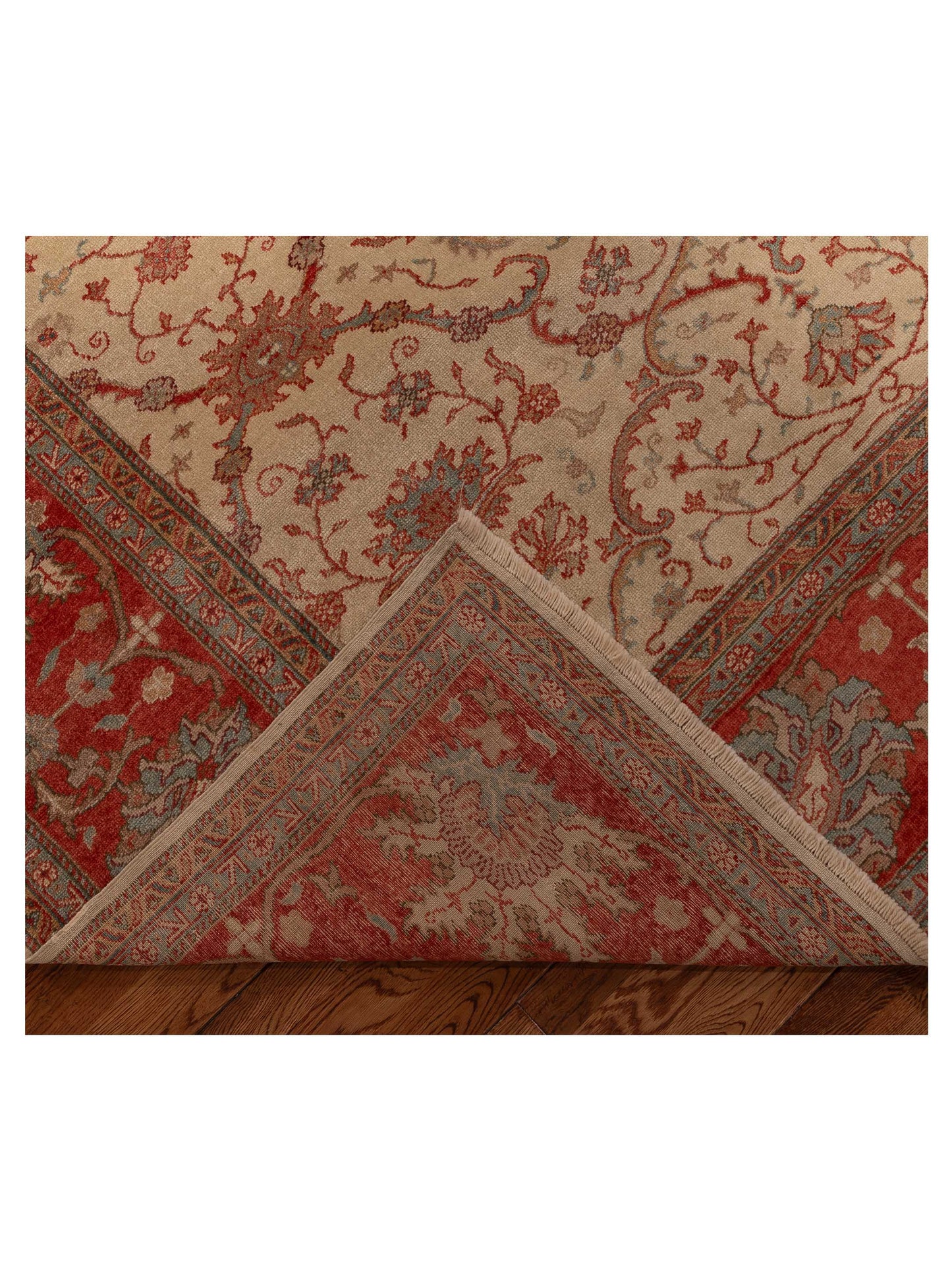 Pasha Antique Loom 108044 Ivory Rust Traditional Hand Knotted Rug