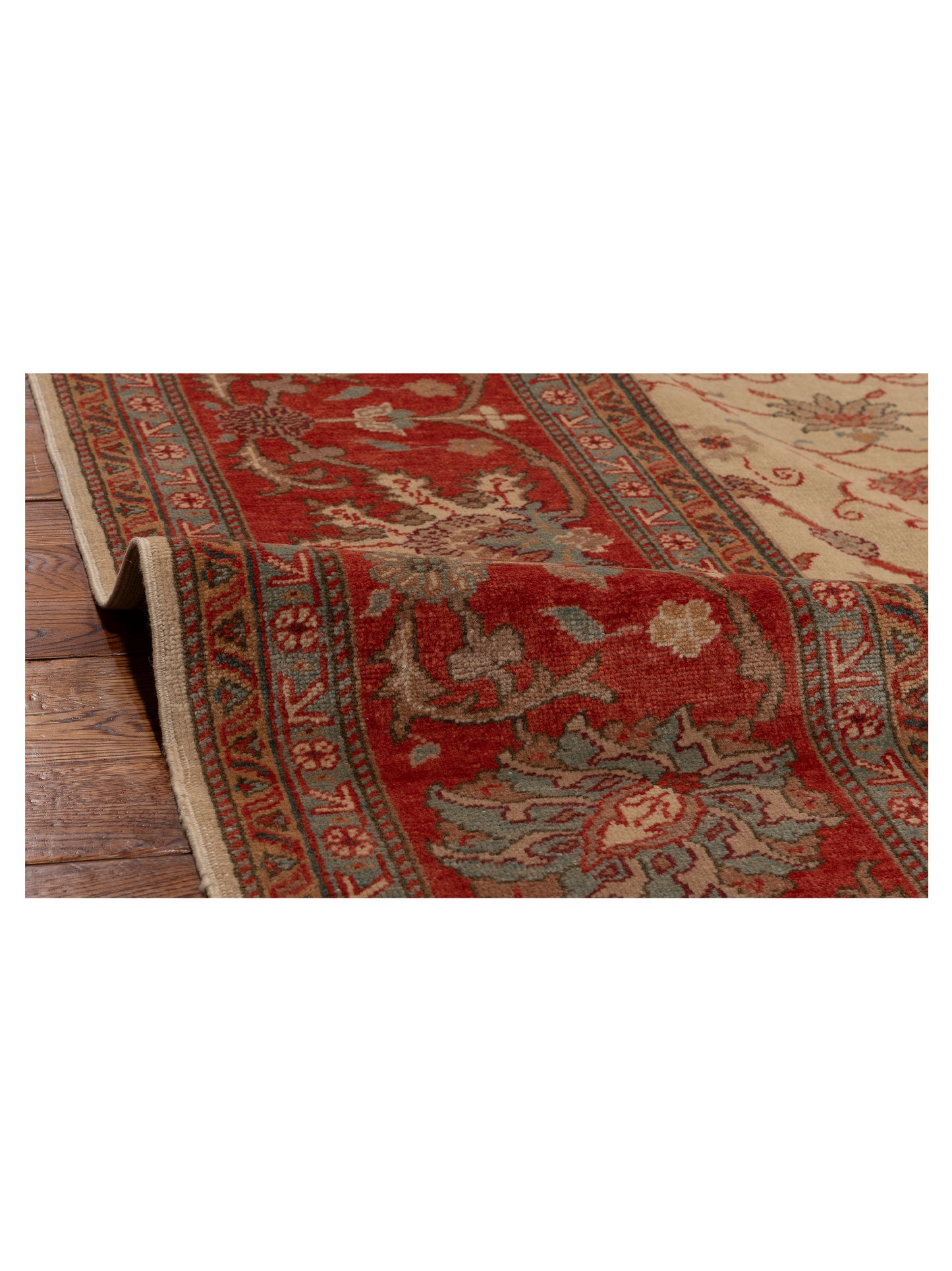 Pasha Antique Loom 108044 Ivory Rust Traditional Hand Knotted Rug