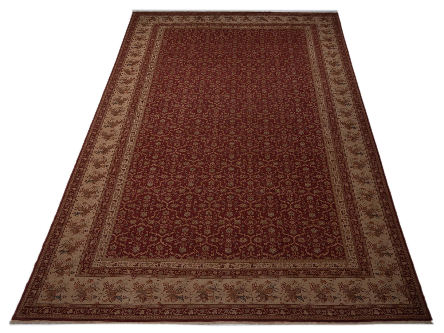 Pasha Antique Loom 108049 Red Ivory Traditional Hand Knotted Rug