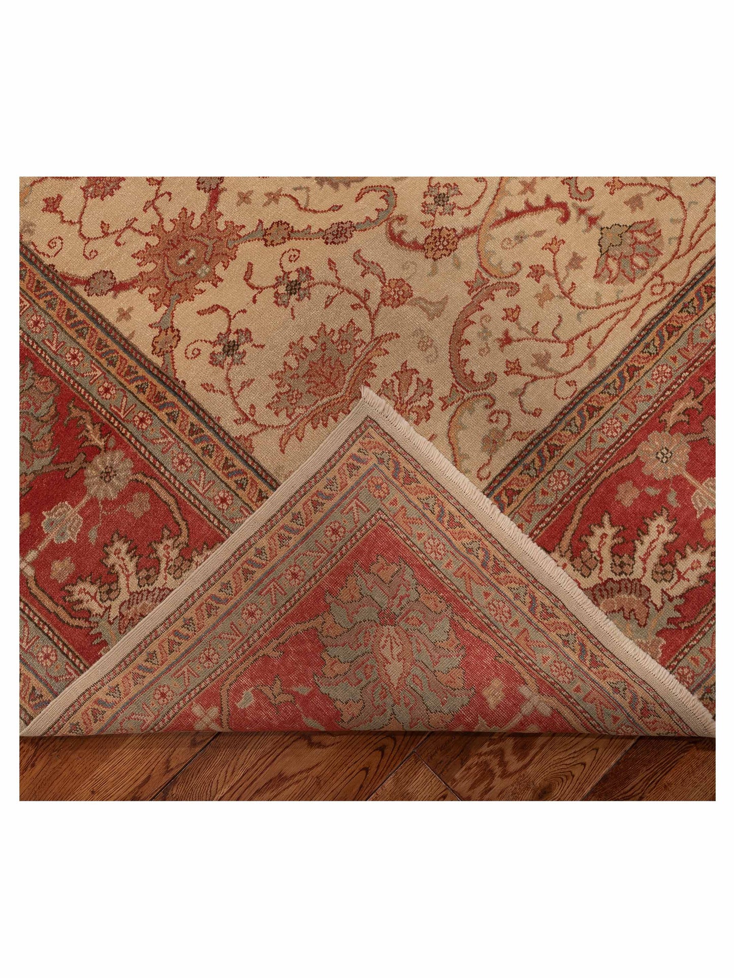 Pasha Antique Loom 108053 Ivory Rust Transitional Hand Knotted Rug