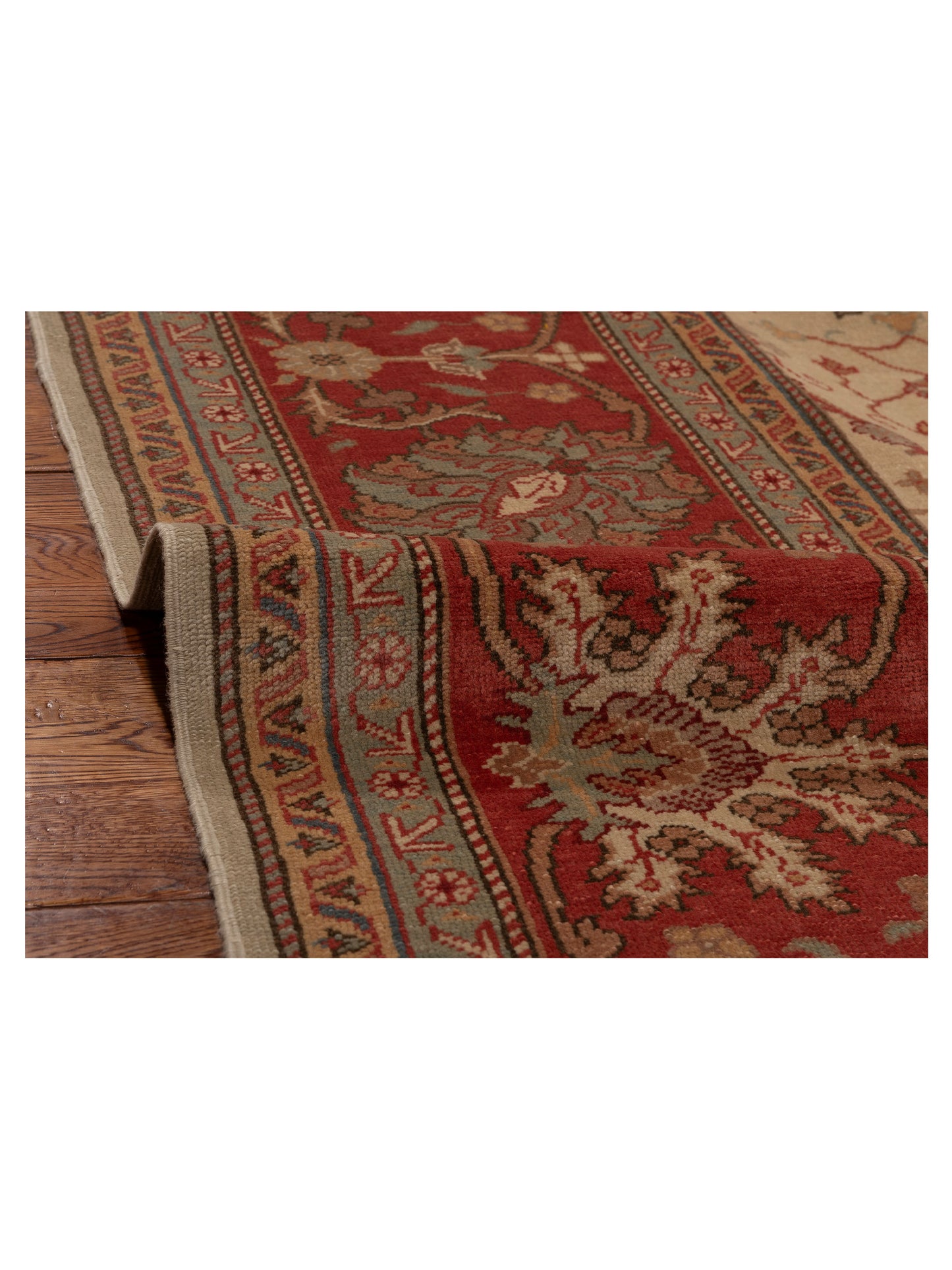 Pasha Antique Loom 108053 Ivory Rust Transitional Hand Knotted Rug