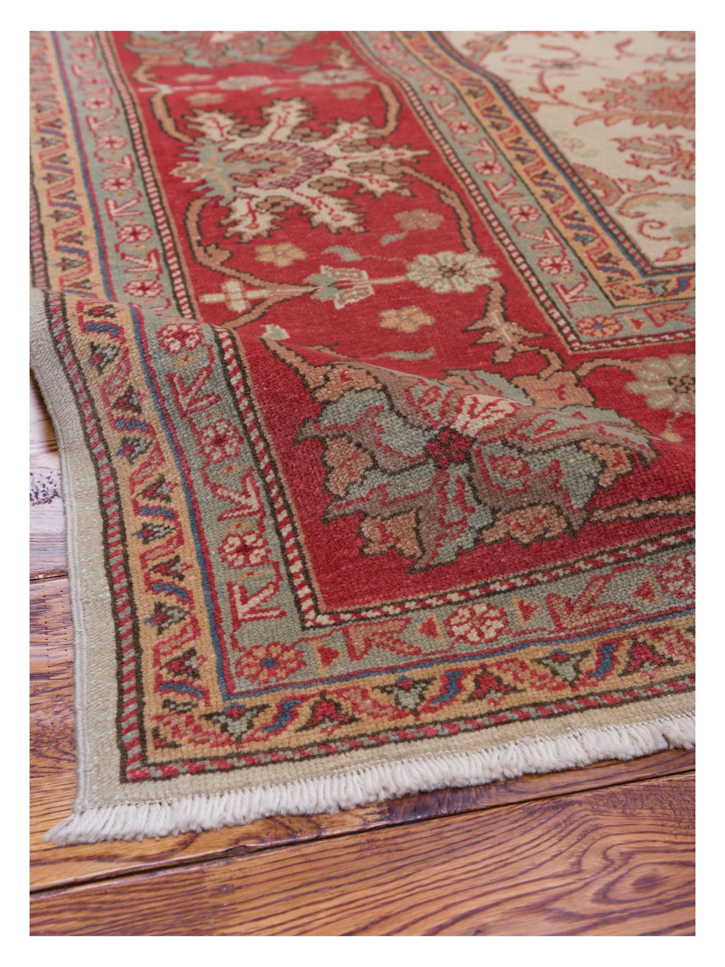 Pasha Antique Loom 108053 Ivory Rust Transitional Hand Knotted Rug