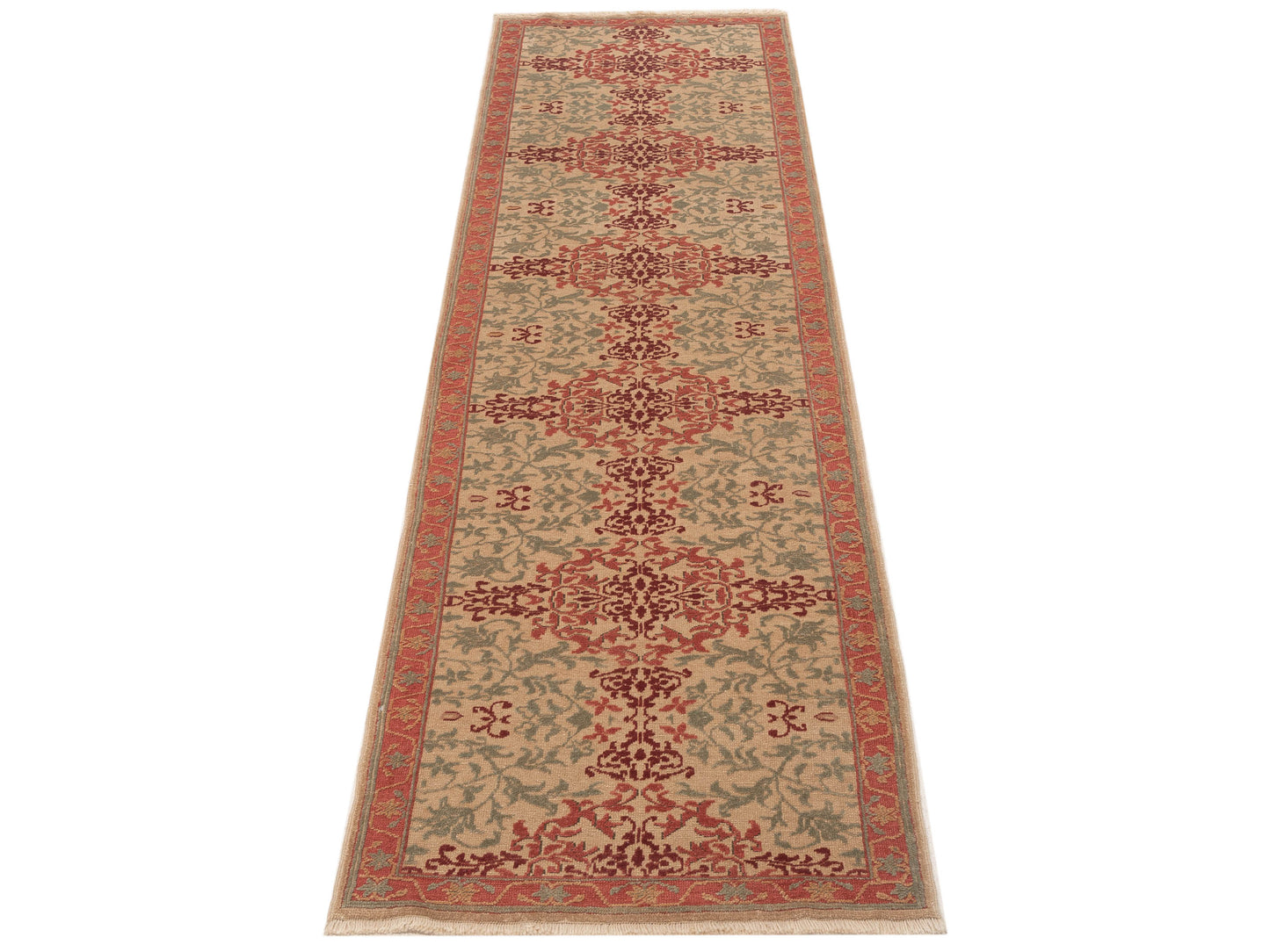 Pasha Antique Loom 108088 Beige Rust Transitional Hand Knotted Rug