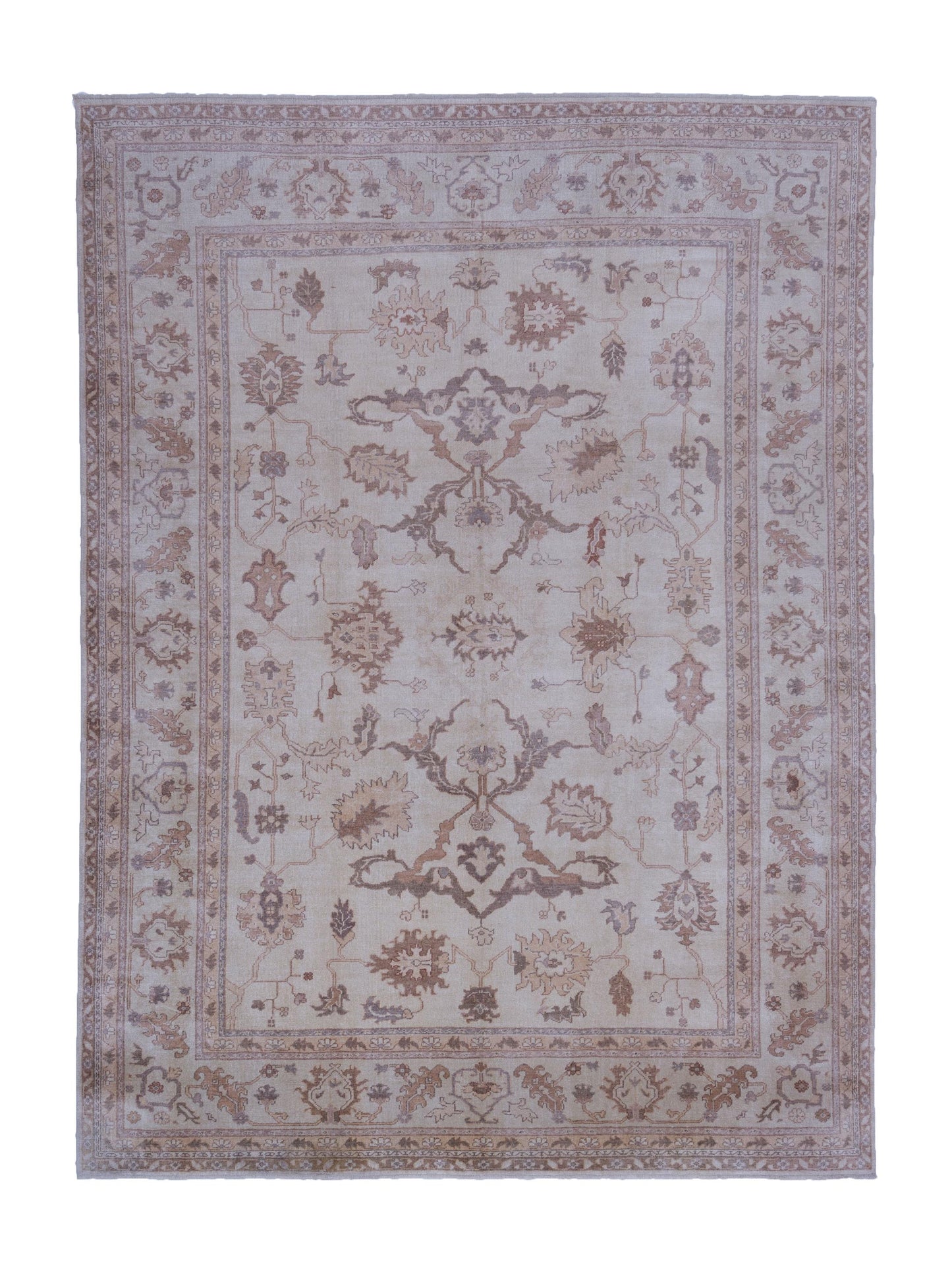 Authentic Angora Oushak Harika Ivory Traditional Hand Knotted Rug