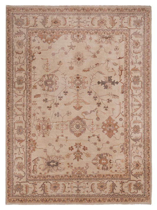 Pasha Authentic Oushak Emel Cream Transitional Hand Knotted Rug