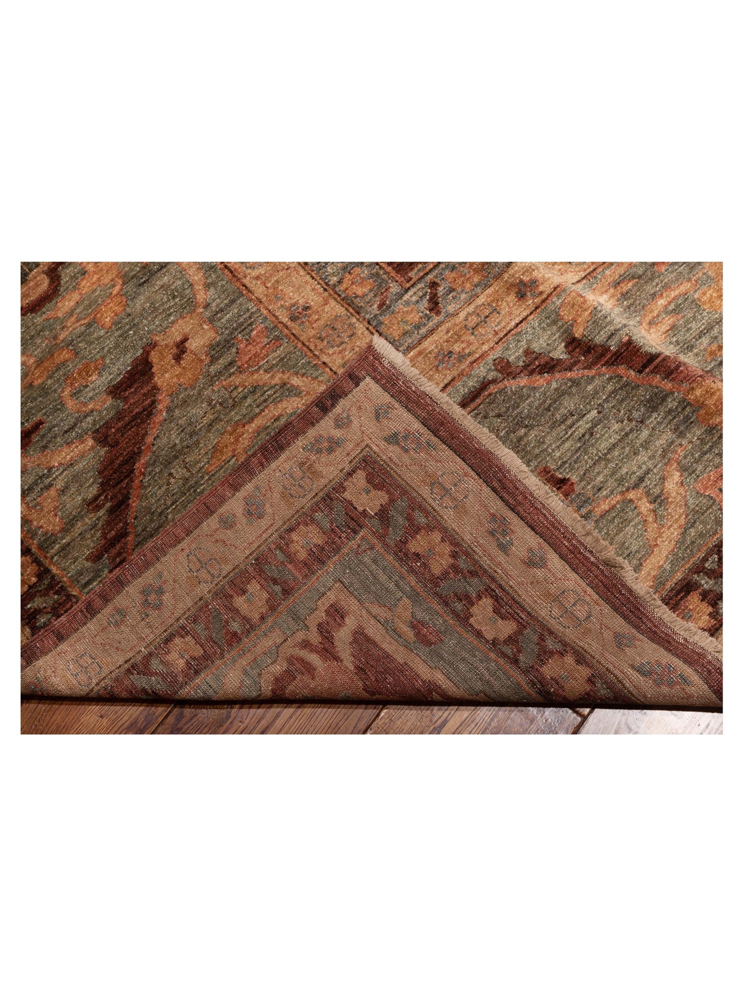 Pasha Elvan Nursel Plum Green Traditional Hand Knotted Rug