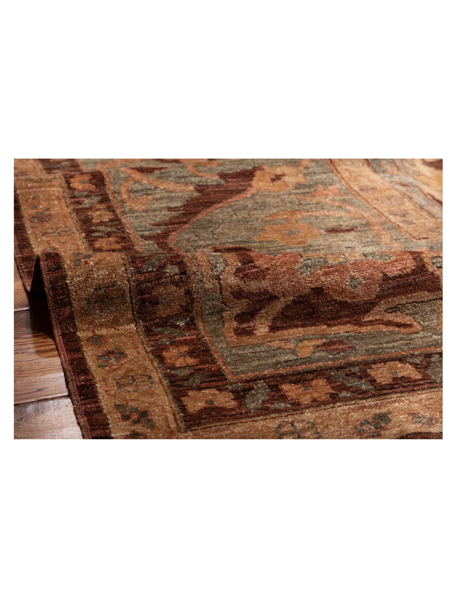 Pasha Elvan Nursel Plum Green Traditional Hand Knotted Rug