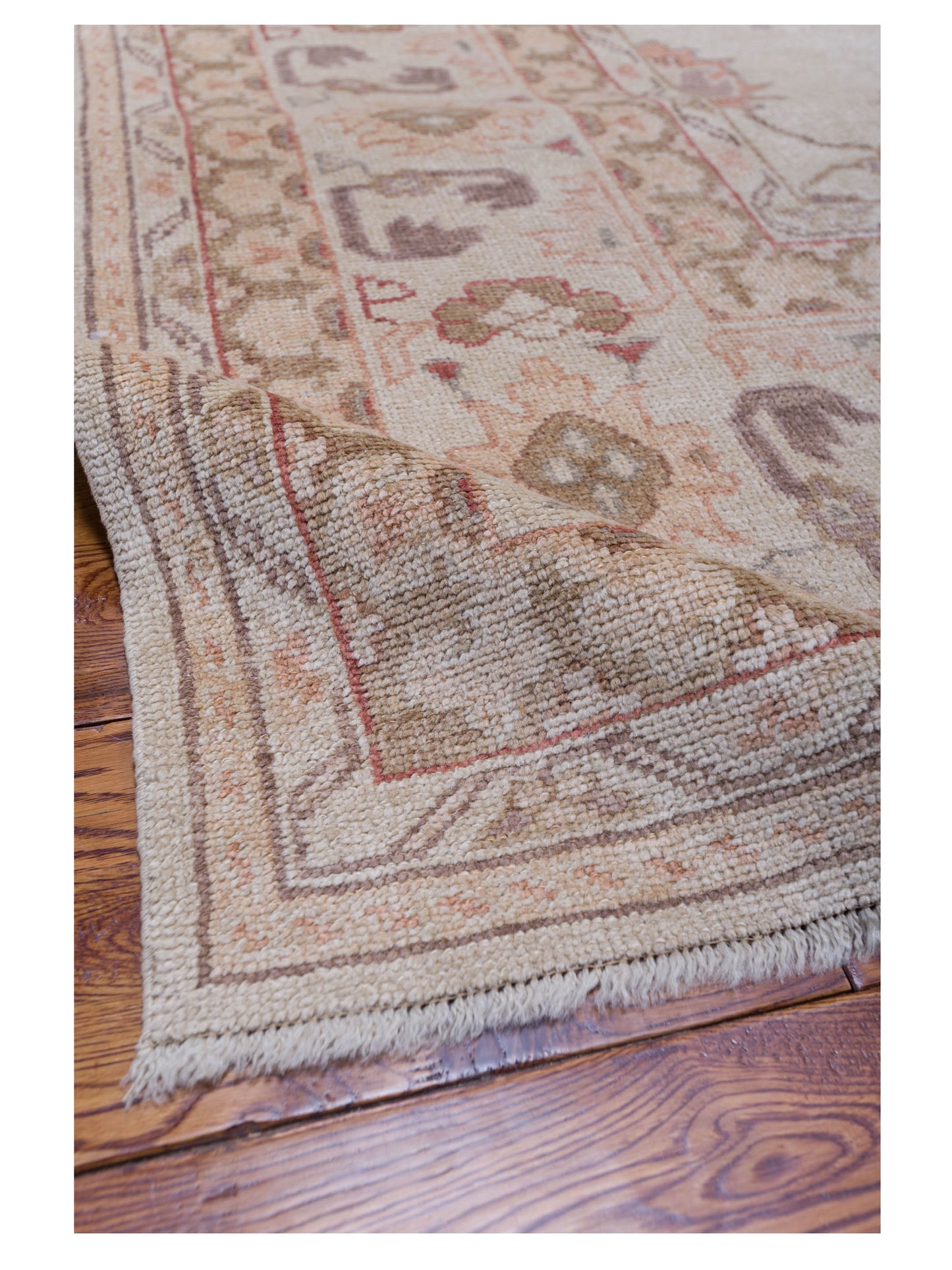 Authentic Angora Oushak Arzu Beige Beige Traditional Hand Knotted Rug