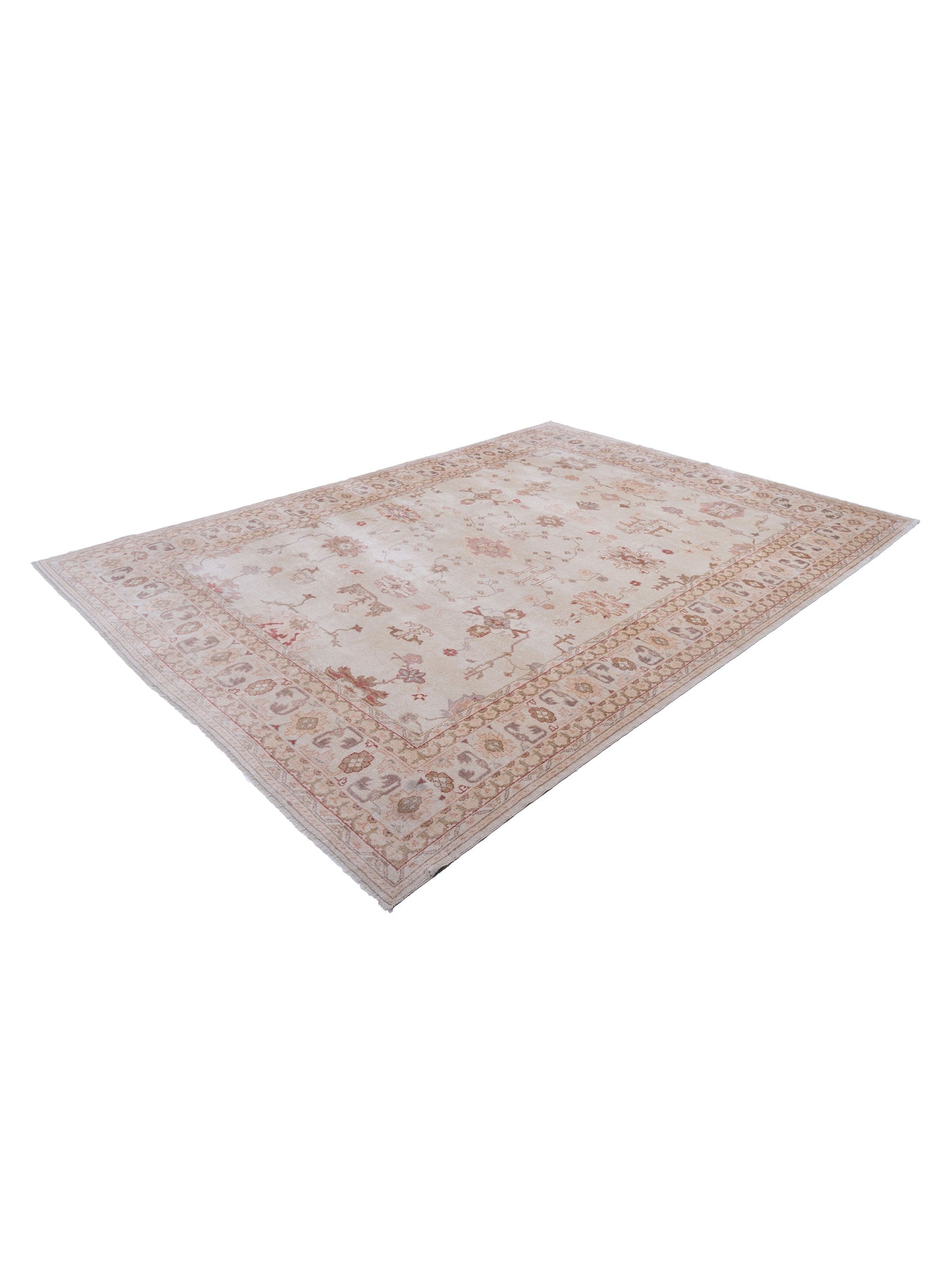 Authentic Angora Oushak Arzu Beige Beige Traditional Hand Knotted Rug