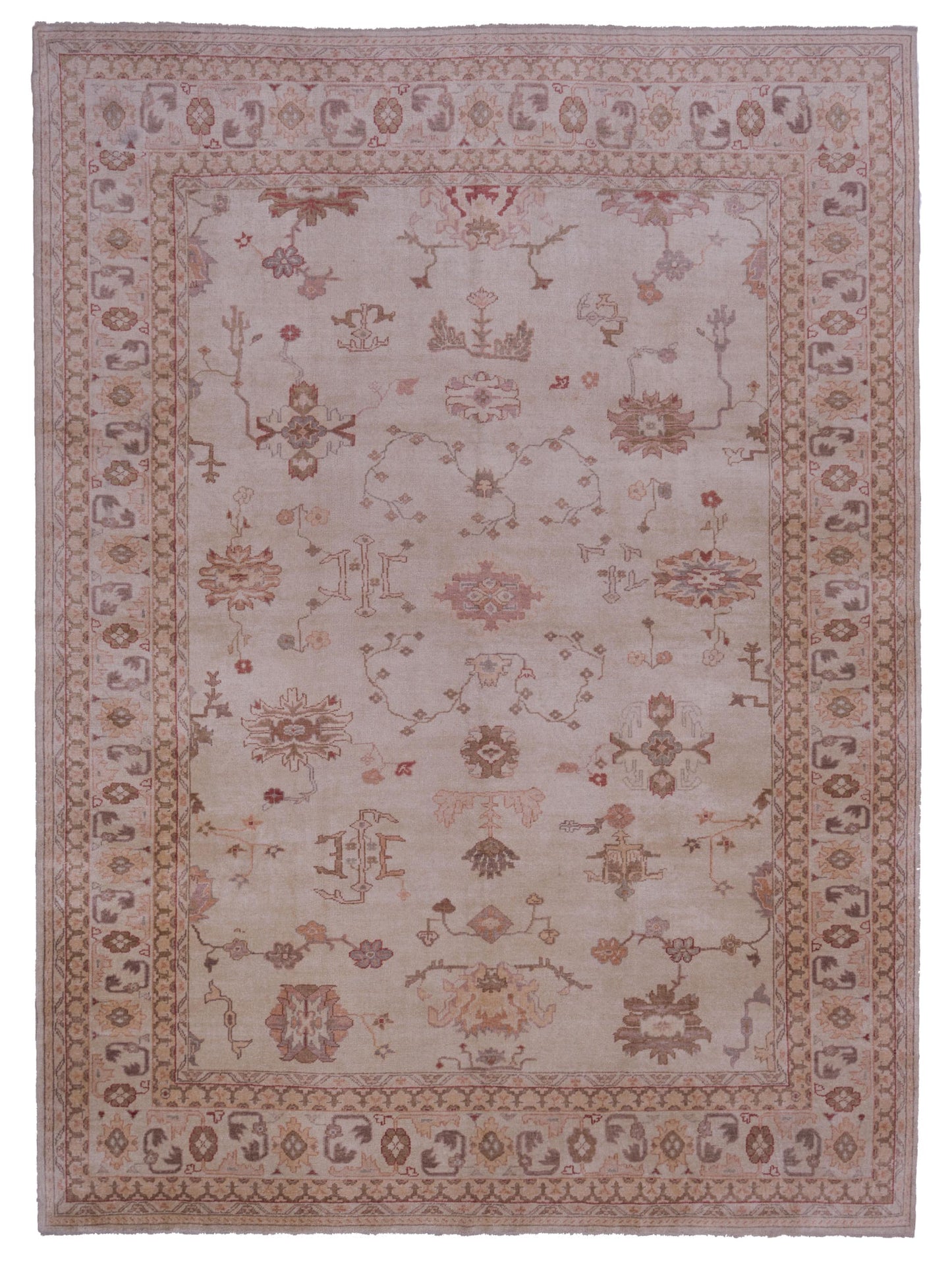 Authentic Angora Oushak Arzu Beige Traditional Hand Knotted Rug