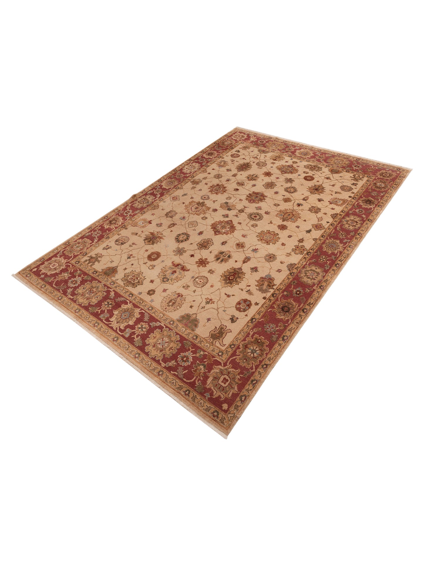 Pasha Elvan Zeliha Beige Rust Traditional Hand Knotted Rug