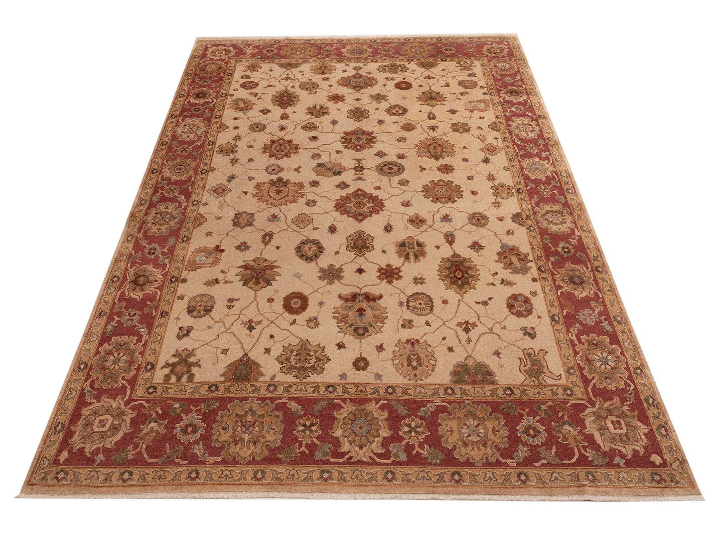 Pasha Elvan Zeliha Beige Rust Traditional Hand Knotted Rug