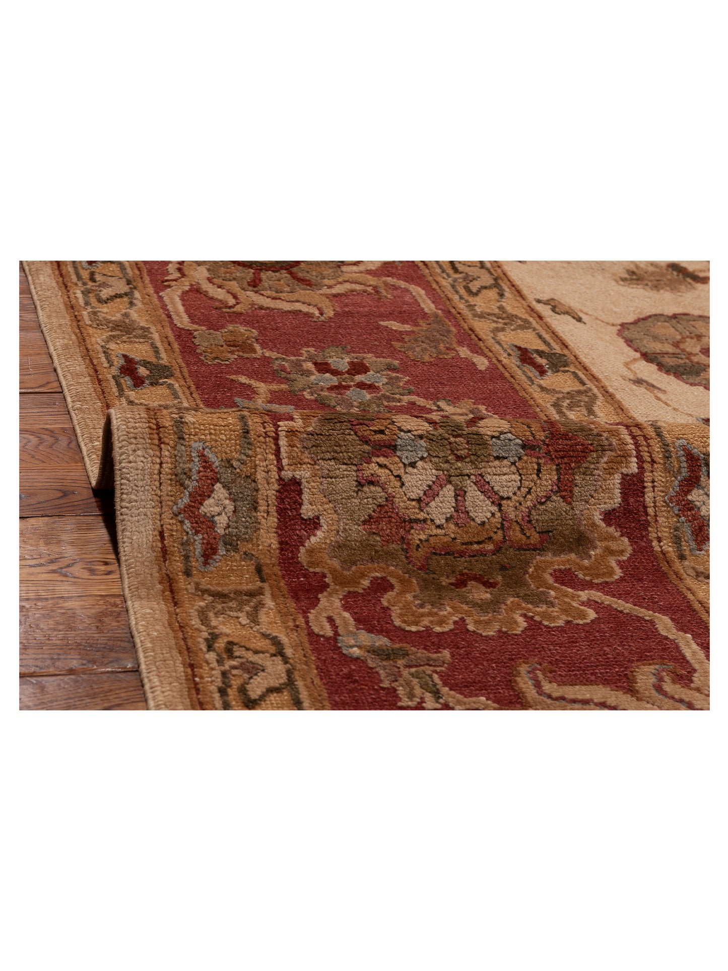 Pasha Elvan Zeliha Beige Rust Traditional Hand Knotted Rug