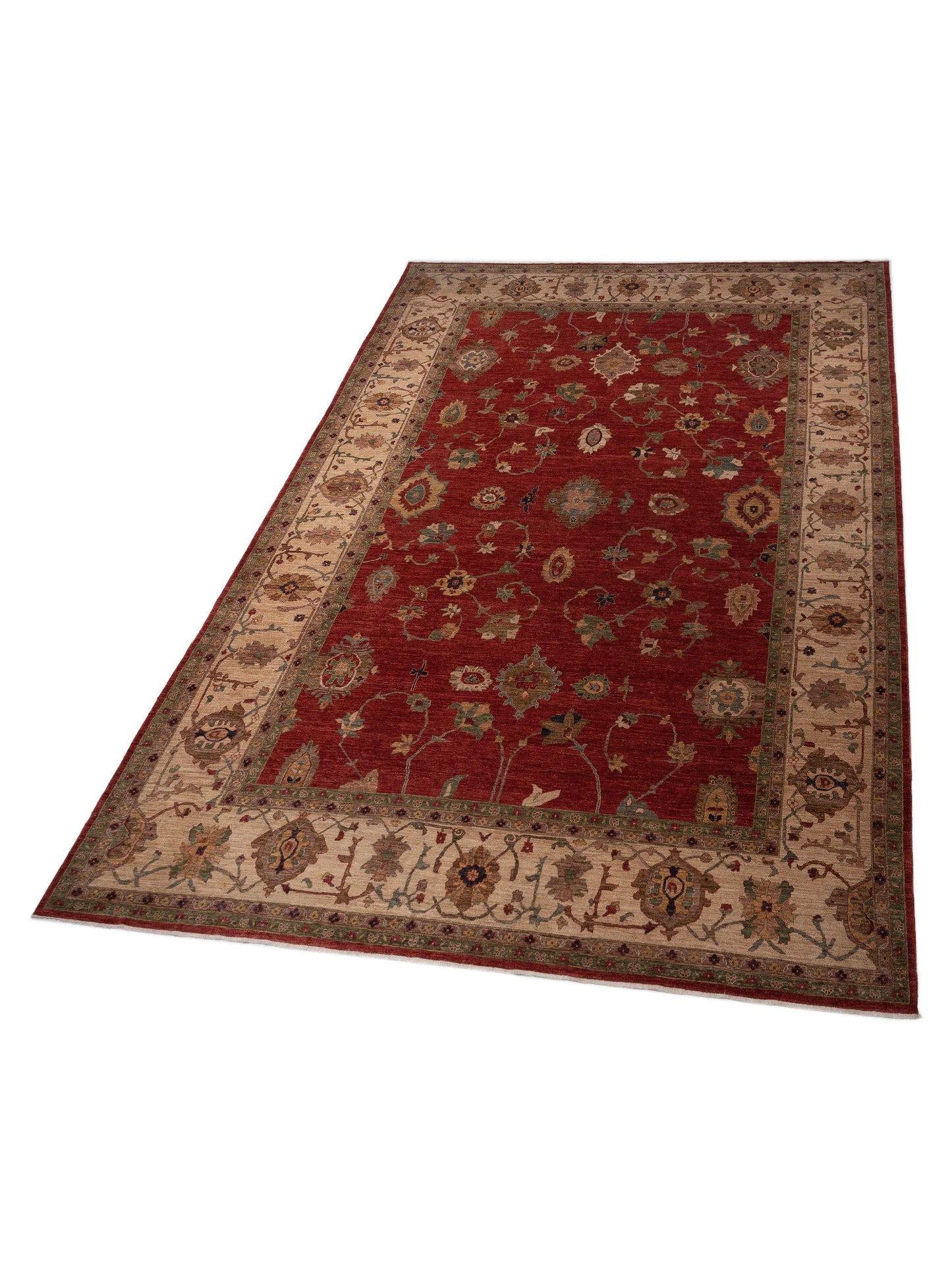 Pasha Elvan Nurgul Red Ivory Traditional Hand Knotted Rug