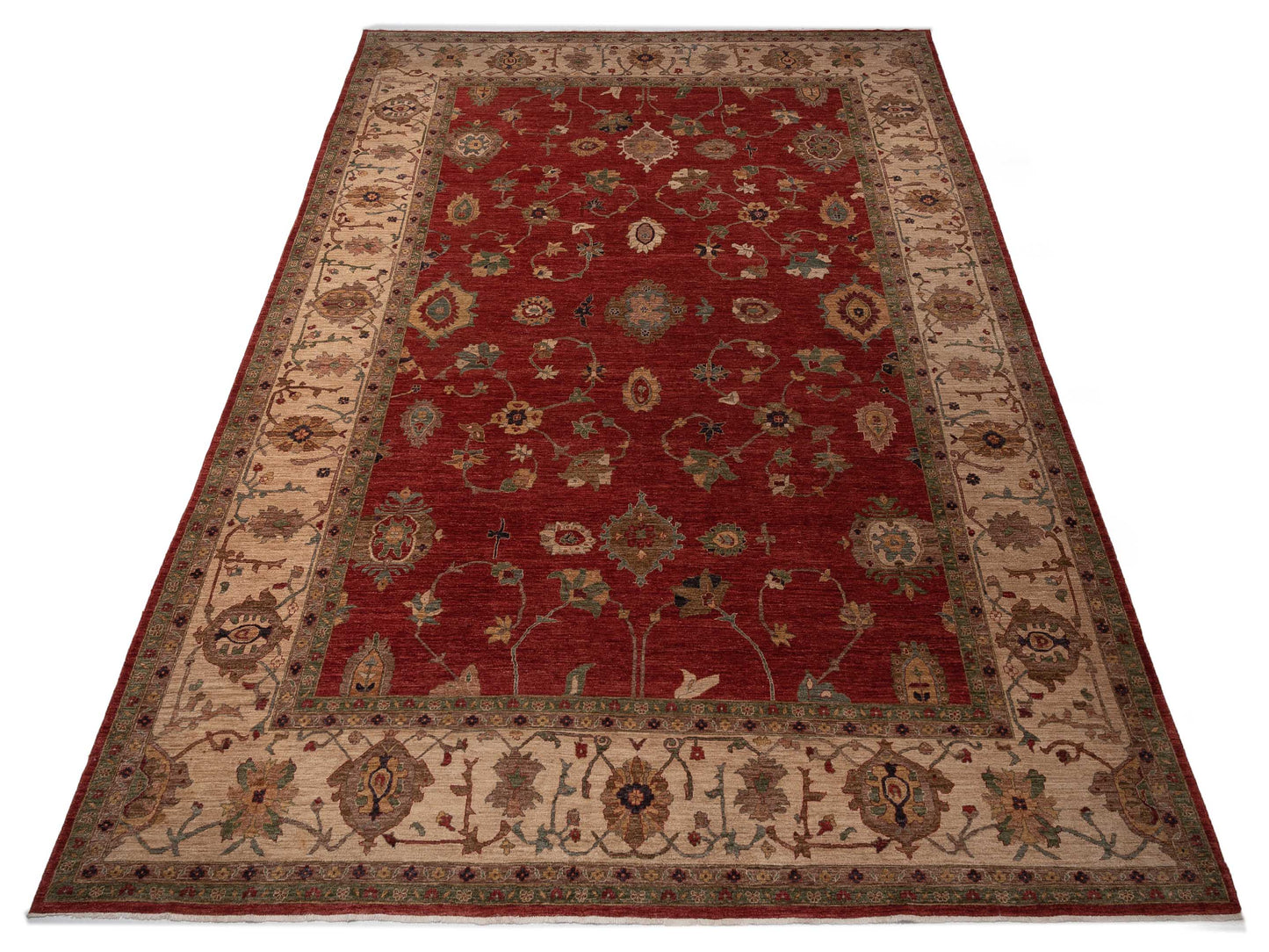 Pasha Elvan Nurgul Red Ivory Traditional Hand Knotted Rug