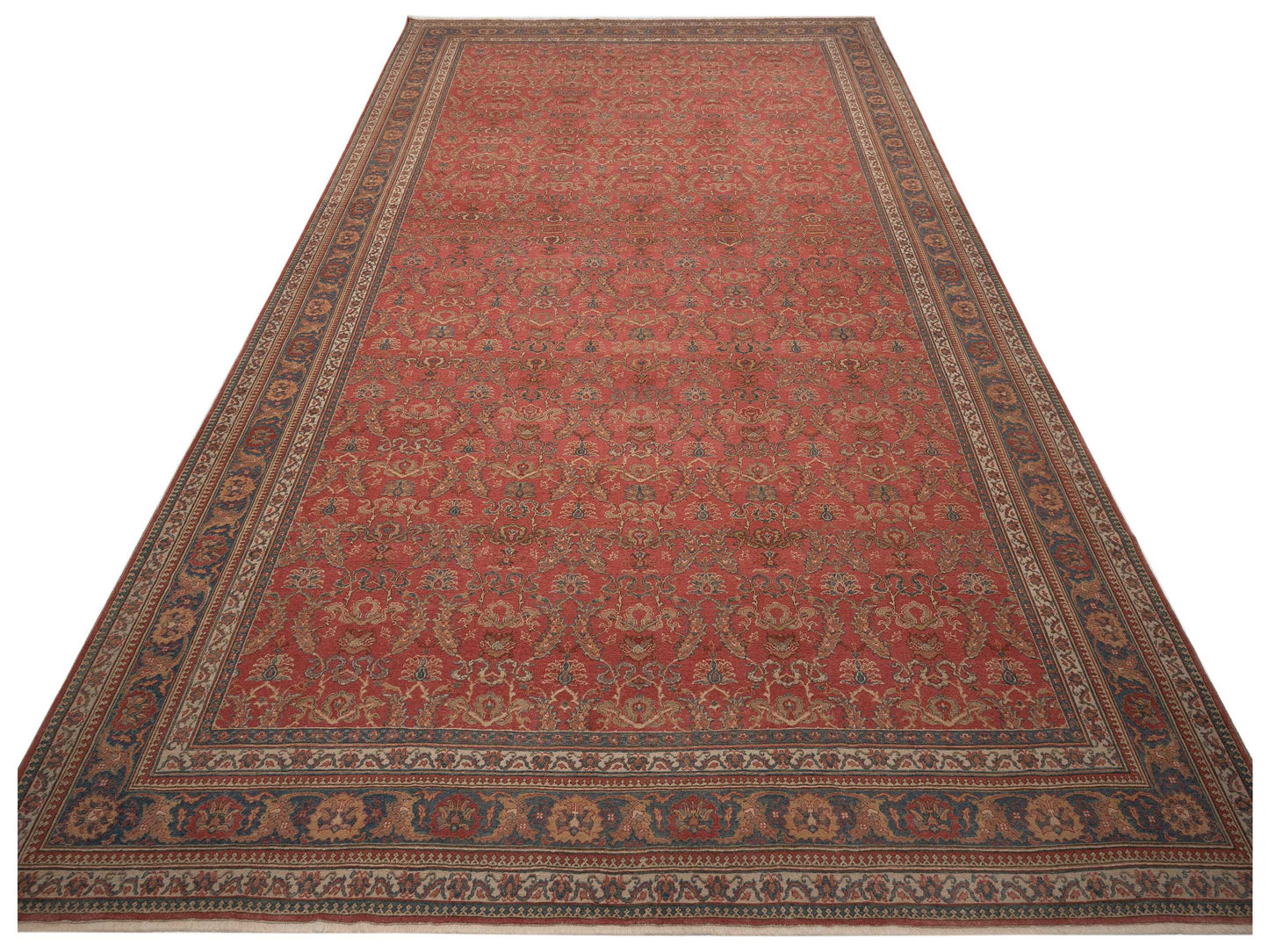 Pasha Antique Loom 108135 Rust Blue Traditional Hand Knotted Rug