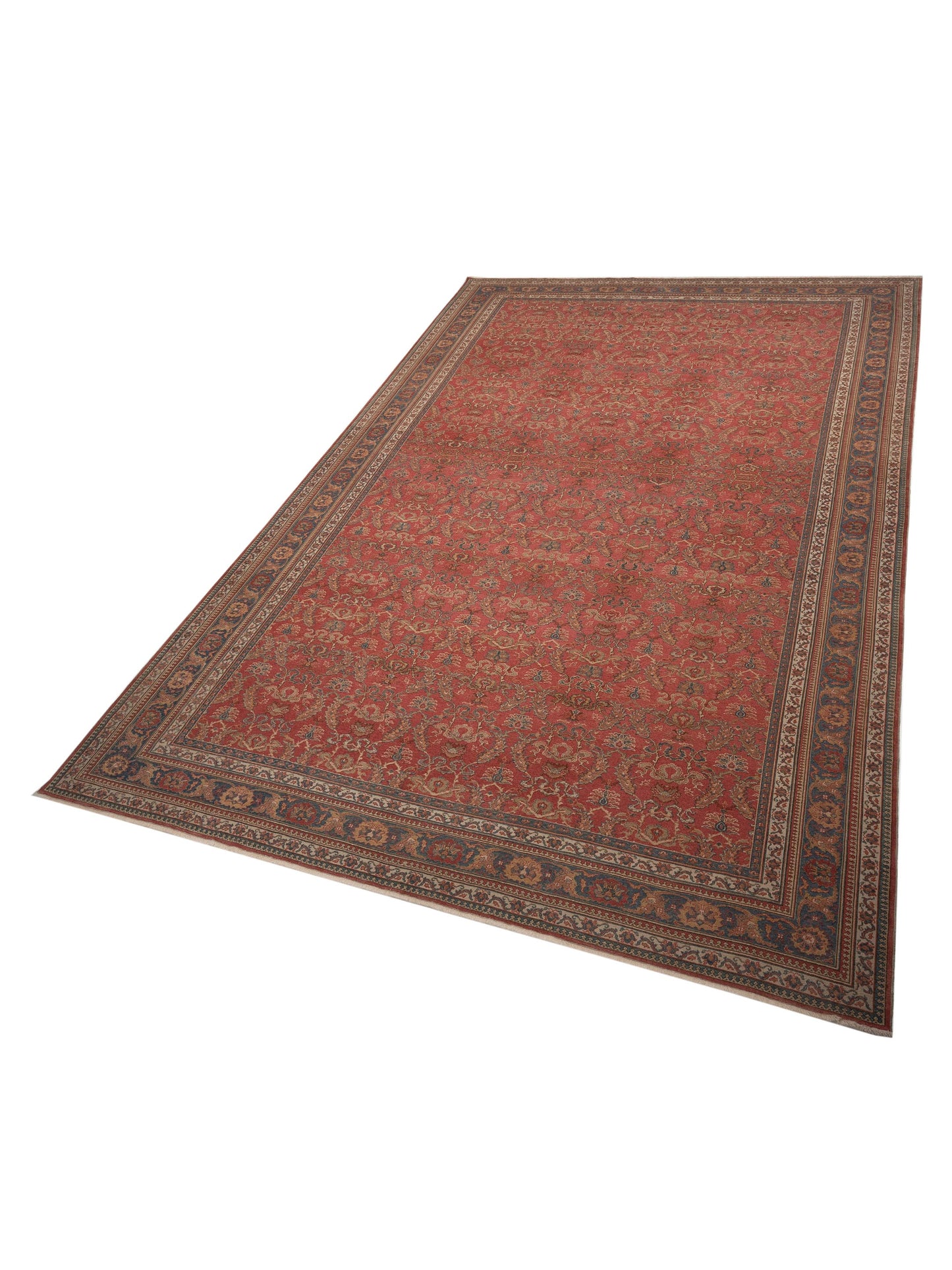 Pasha Antique Loom 108135 Rust Blue Traditional Hand Knotted Rug