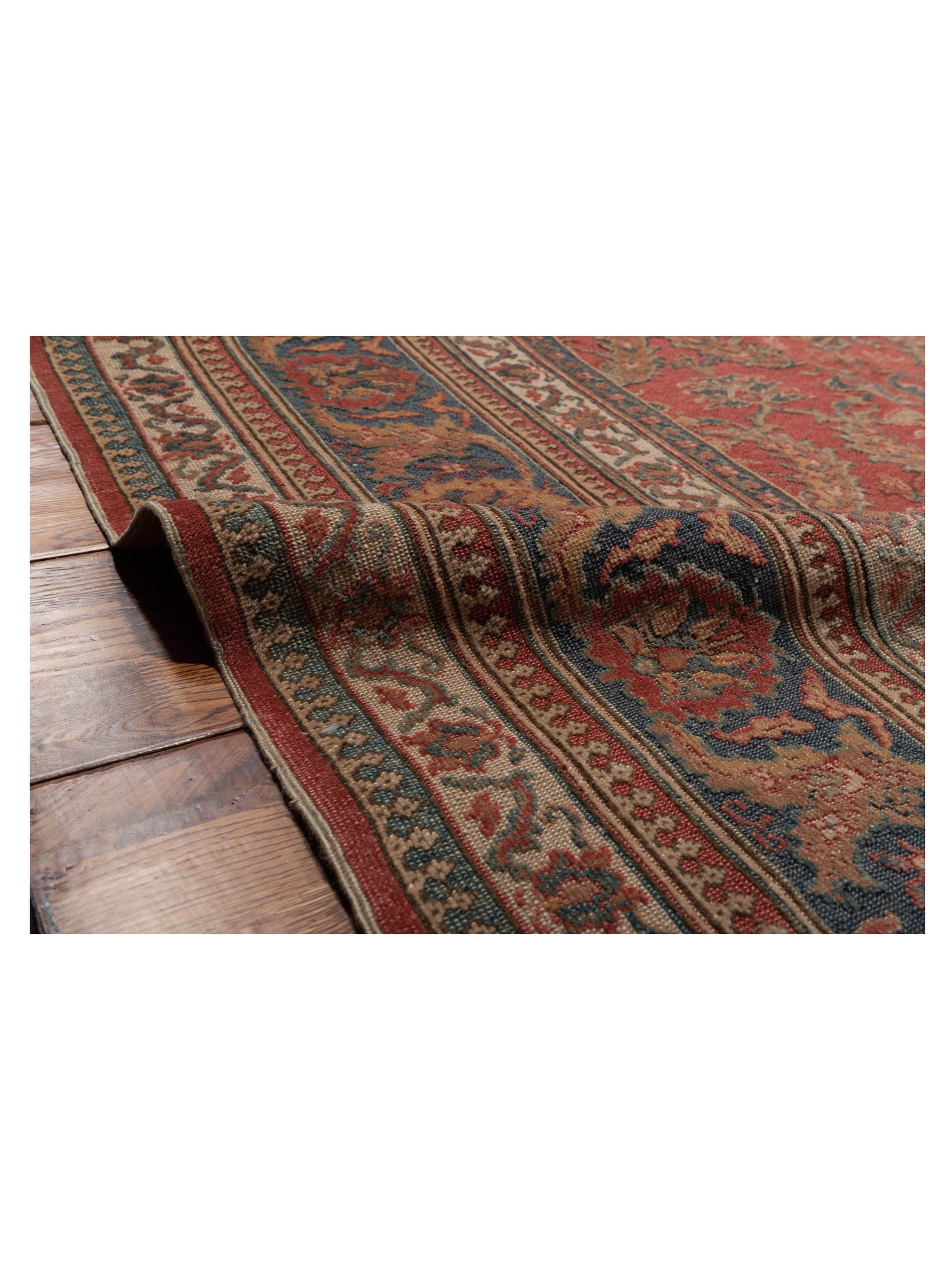 Pasha Antique Loom 108135 Rust Blue Traditional Hand Knotted Rug