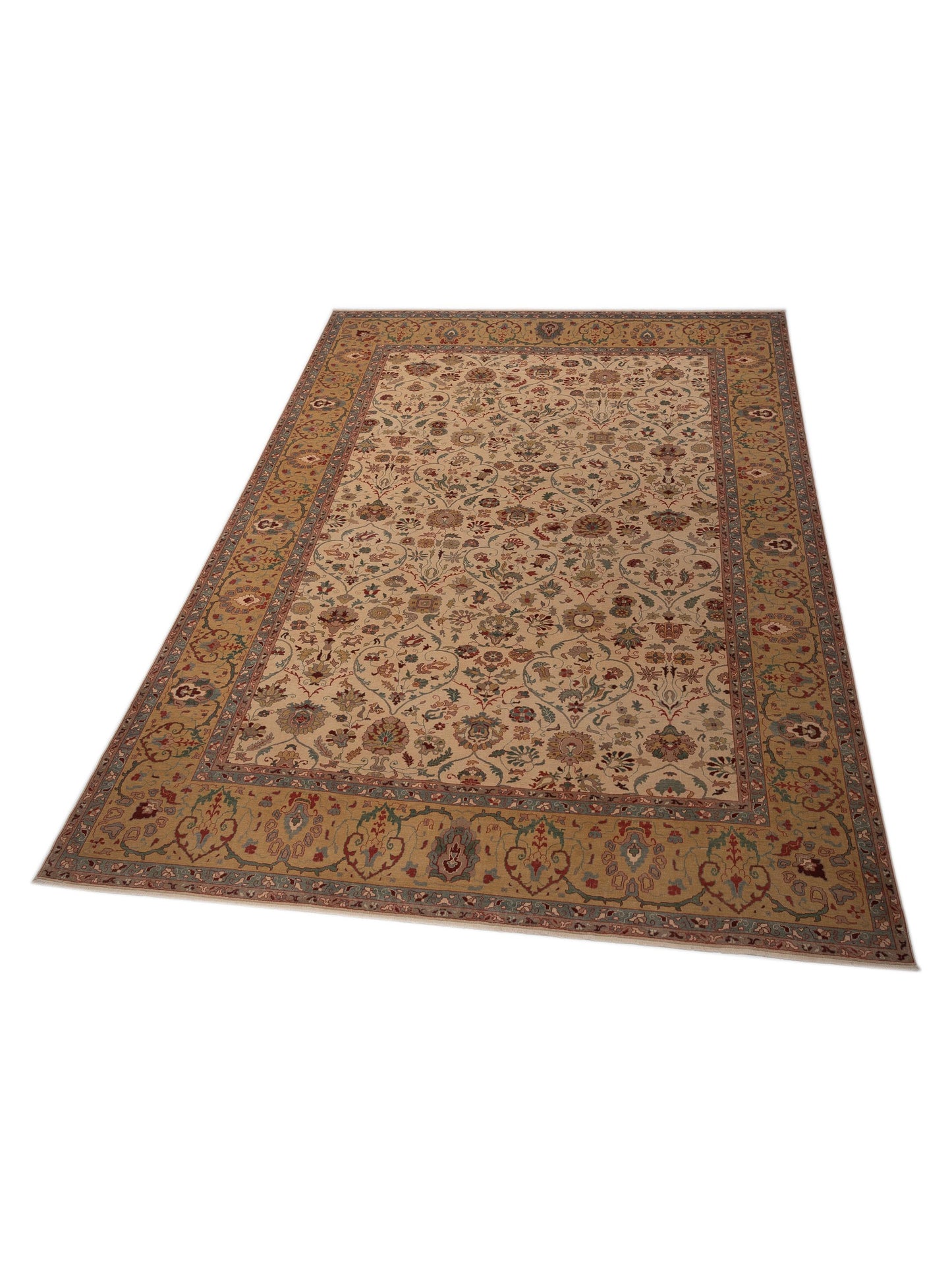 Pasha Antique Loom 108141 Beige Gold Traditional Hand Knotted Rug