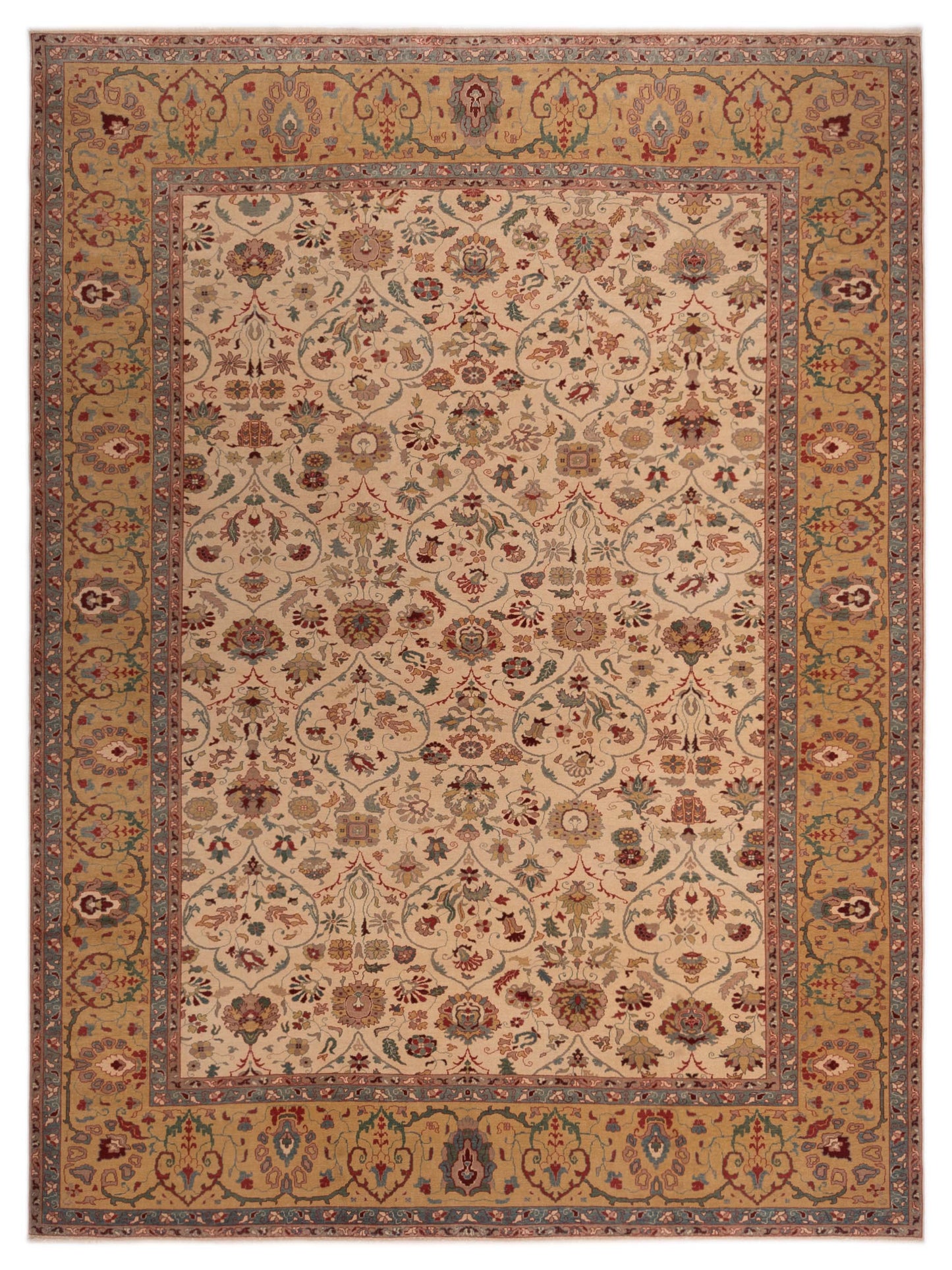 Pasha Antique Loom 108141 Beige Traditional Hand Knotted Rug