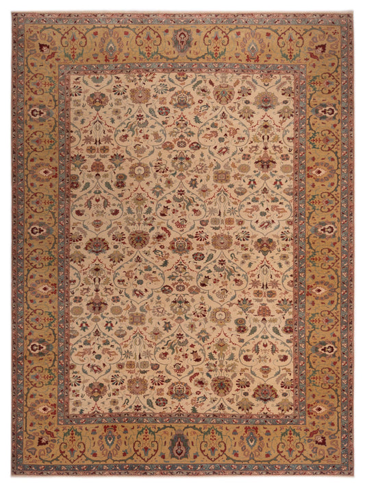 Pasha Antique Loom 108141 Beige Traditional Hand Knotted Rug