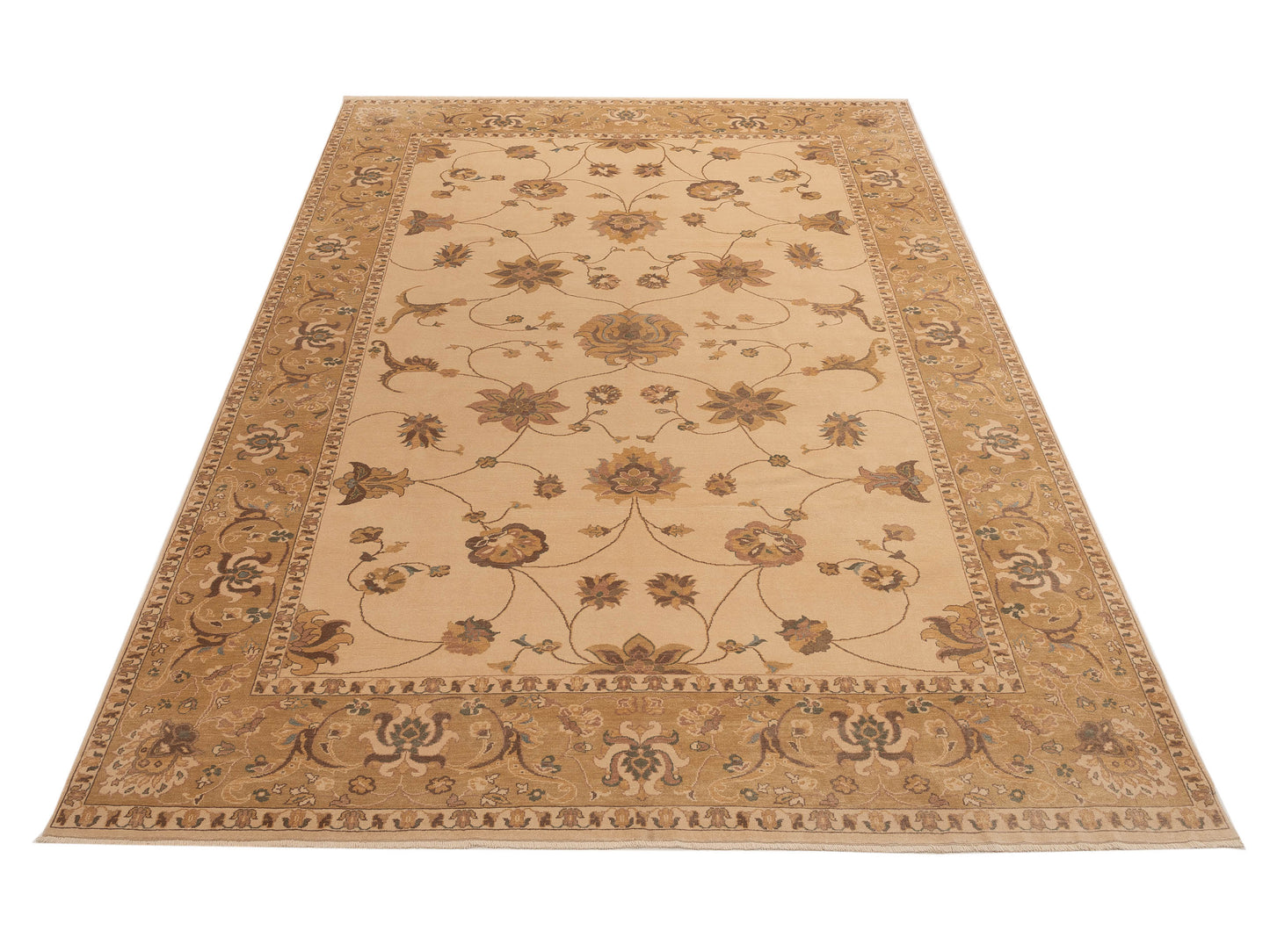 Pasha Antique Loom 108153 Ivory Gold Transitional Hand Knotted Rug