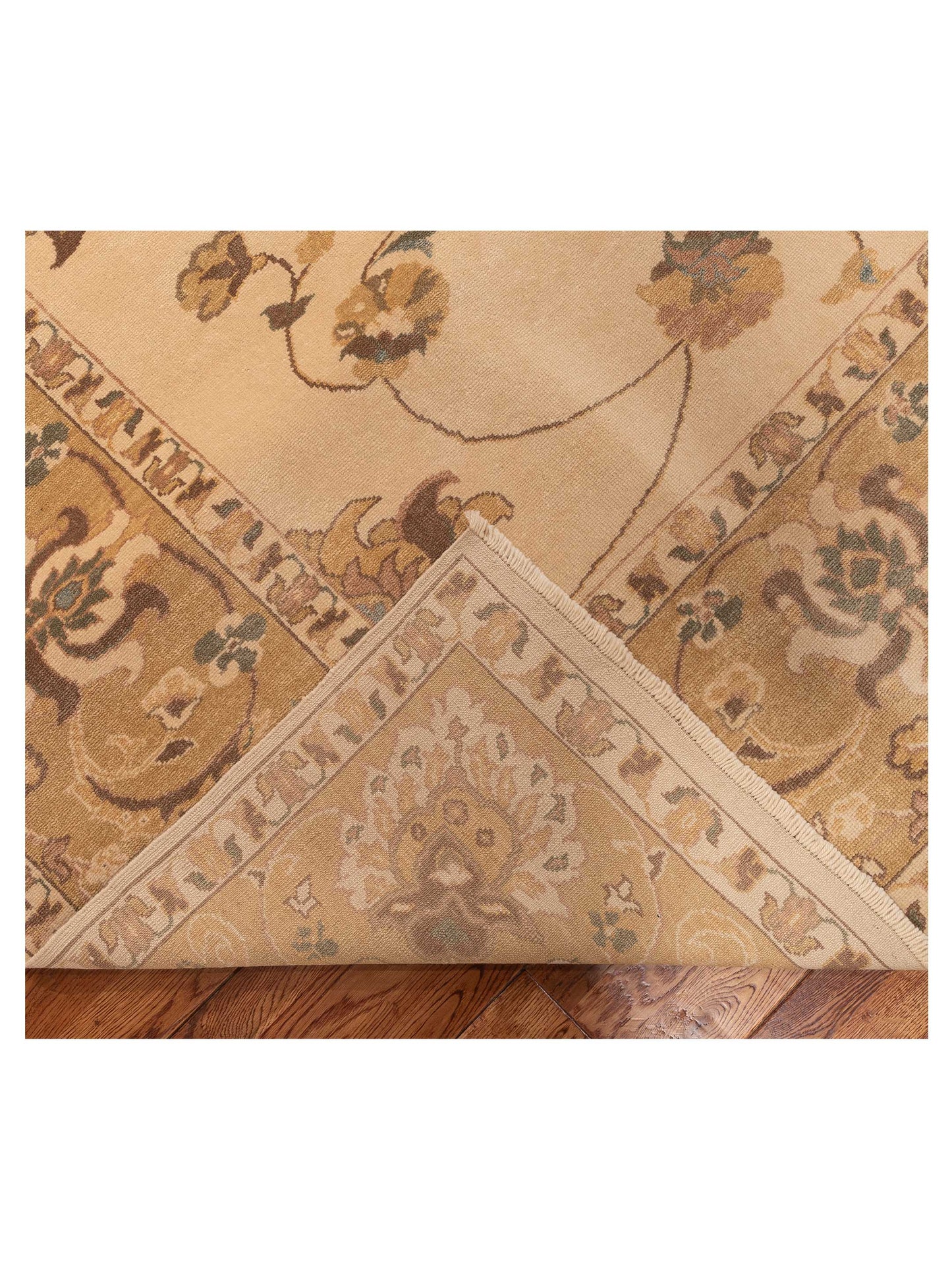 Pasha Antique Loom 108153 Ivory Gold Transitional Hand Knotted Rug