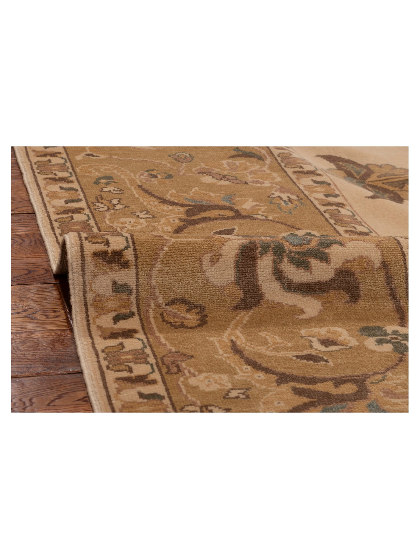 Pasha Antique Loom 108153 Ivory Gold Transitional Hand Knotted Rug