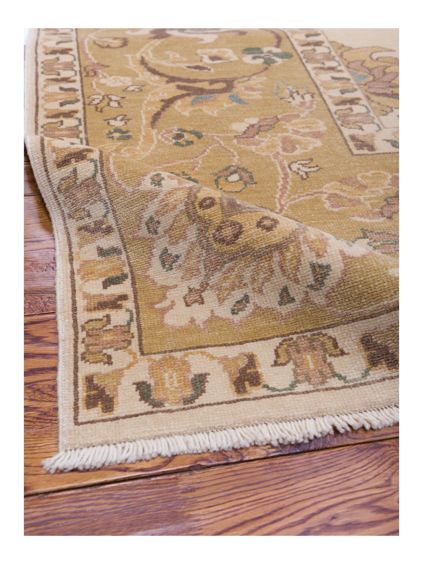 Pasha Antique Loom 108153 Ivory Gold Transitional Hand Knotted Rug