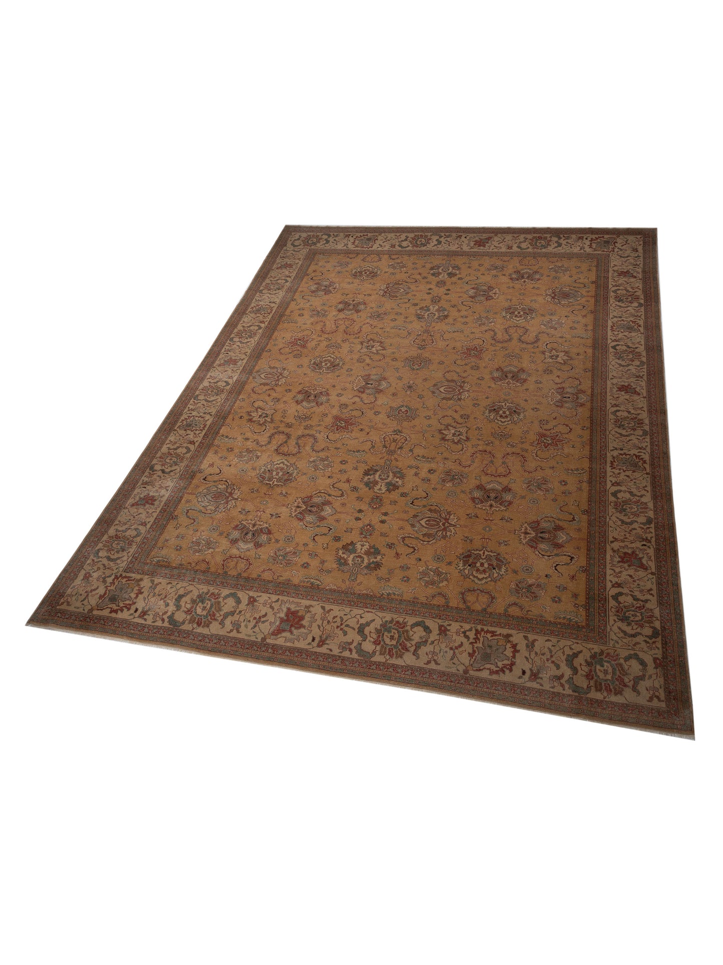 Pasha Antique Loom 108177 Gold Beige Traditional Hand Knotted Rug