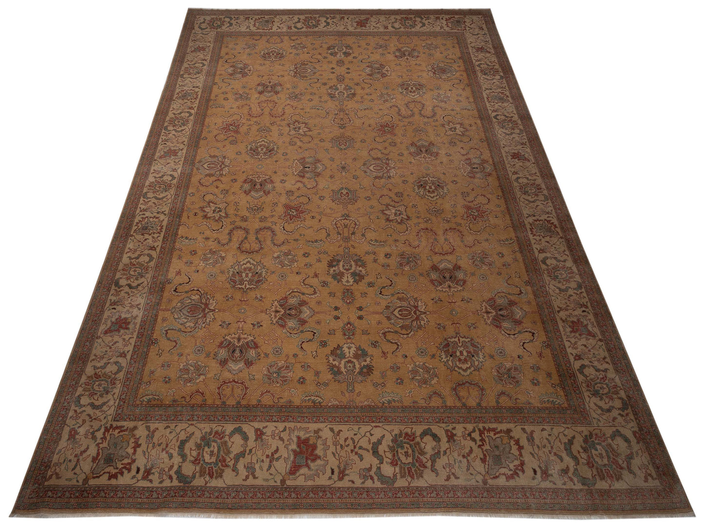 Pasha Antique Loom 108177 Gold Beige Traditional Hand Knotted Rug