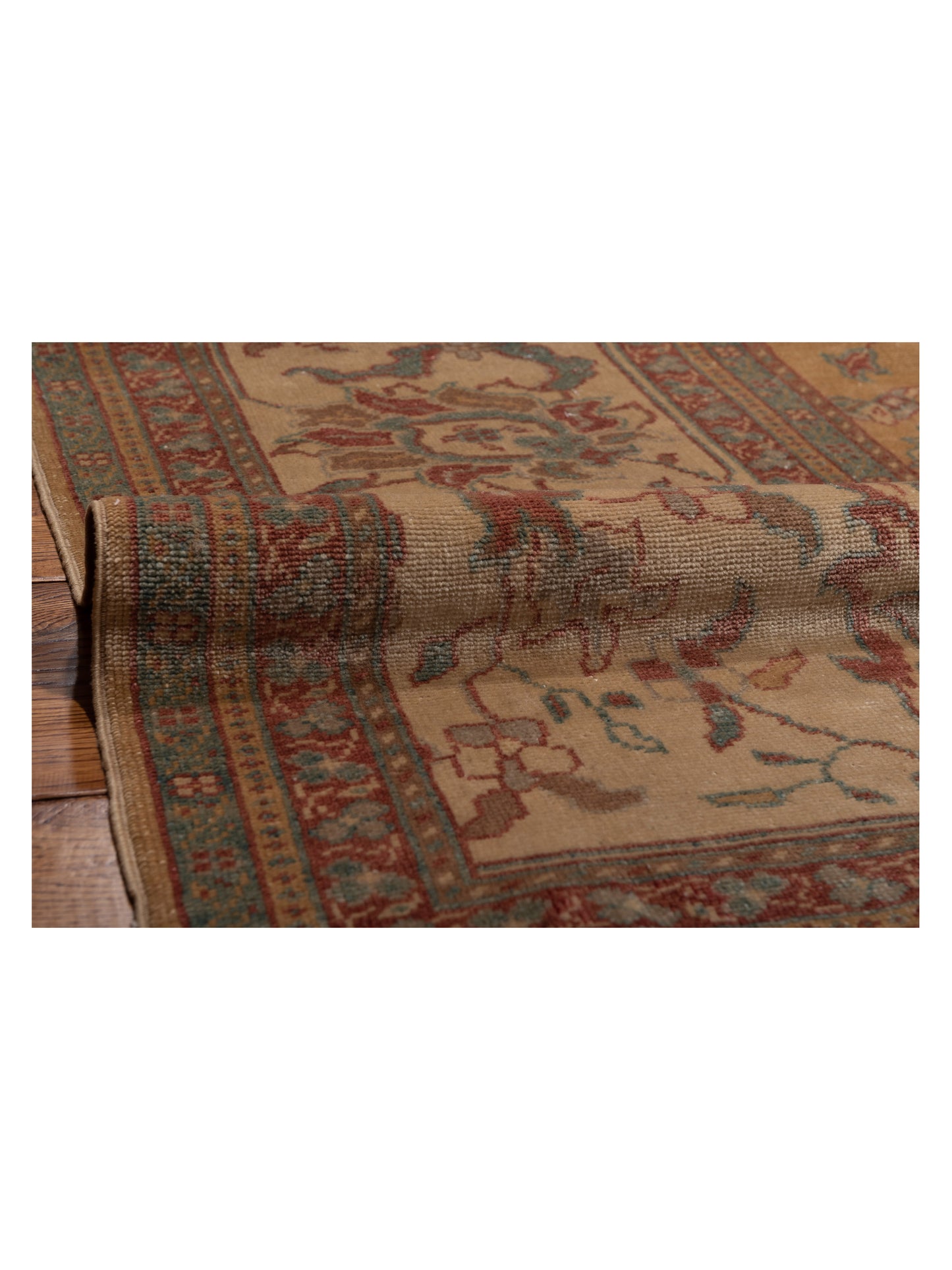 Pasha Antique Loom 108177 Gold Beige Traditional Hand Knotted Rug