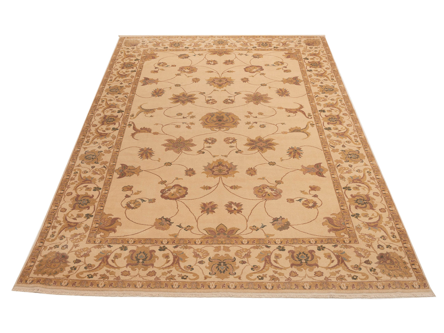 Pasha Antique Loom 108183 Ivory Ivory Transitional Hand Knotted Rug - 10x14