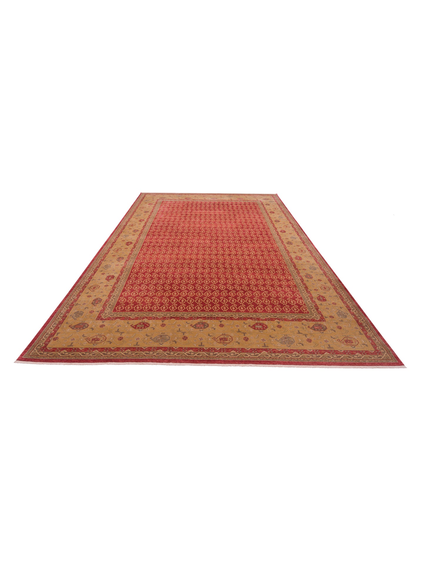 Pasha Antique Loom 108192 Rust Gold Transitional Hand Knotted Rug