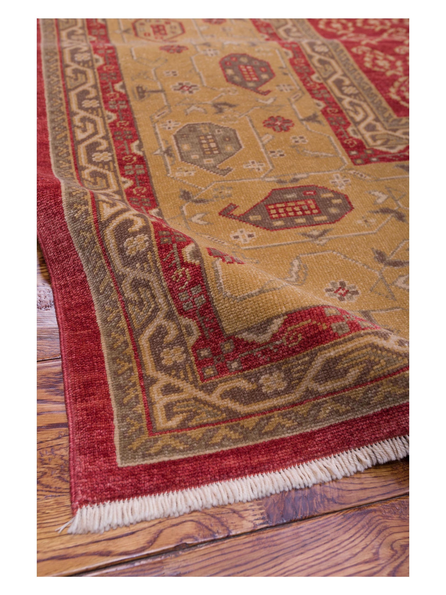 Pasha Antique Loom 108192 Rust Gold Transitional Hand Knotted Rug