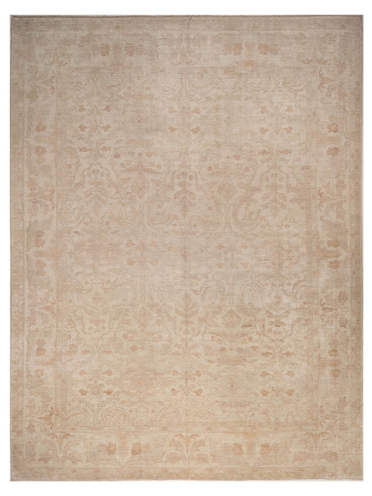 Authentic Angora Oushak Binnaz Beige Traditional Hand Knotted Rug