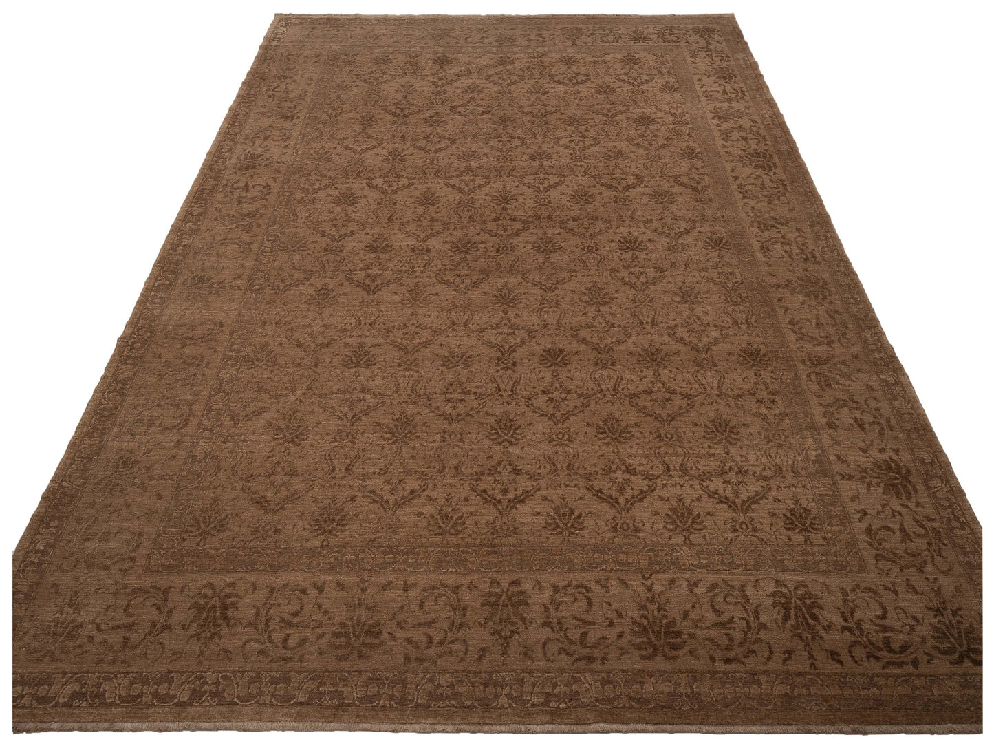 Pasha Defne Begonia Light Brown Brown Transitional Hand Knotted Rug