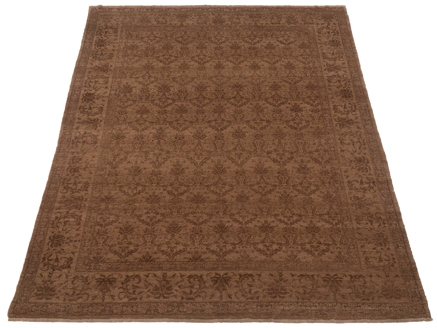 Pasha Defne Begonia Dark Brown Brown Transitional Hand Knotted Rug