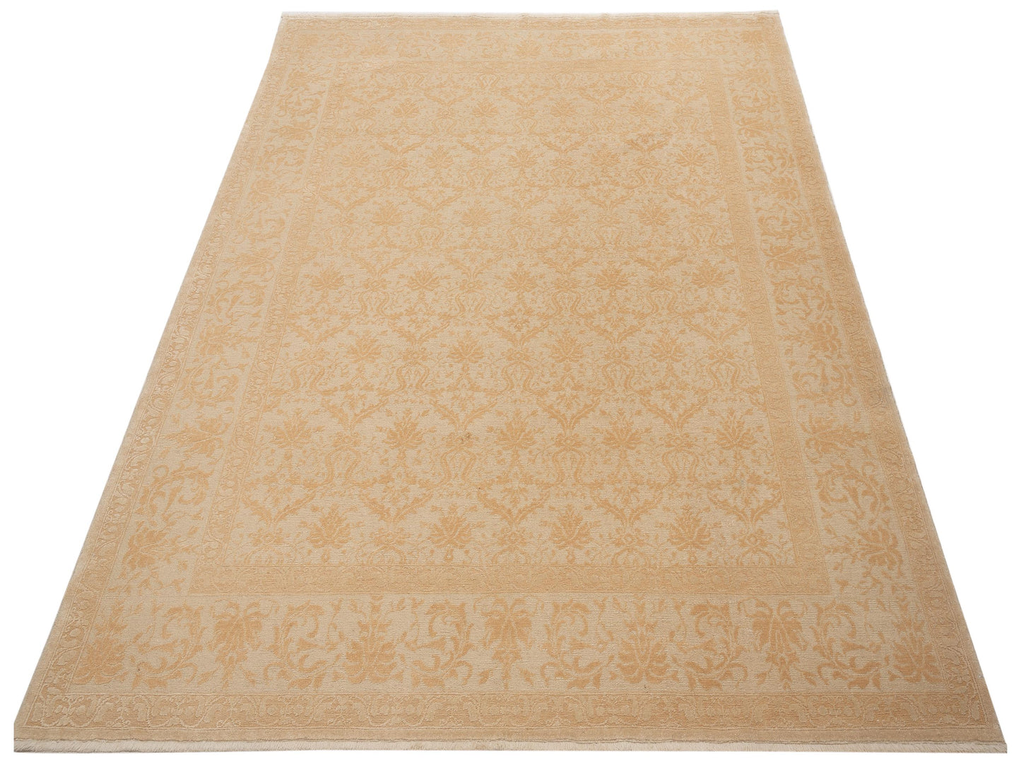 Pasha Defne Begonia Beige Gold Transitional Hand Knotted Rug